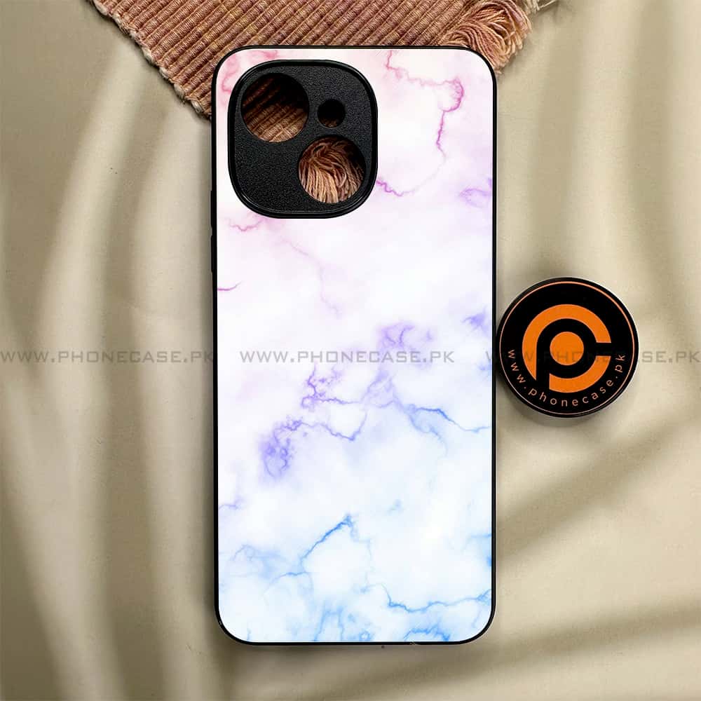Tecno Spark 40C - White Marble Series - Premium Metal Printed soft Bumper shock Proof Case