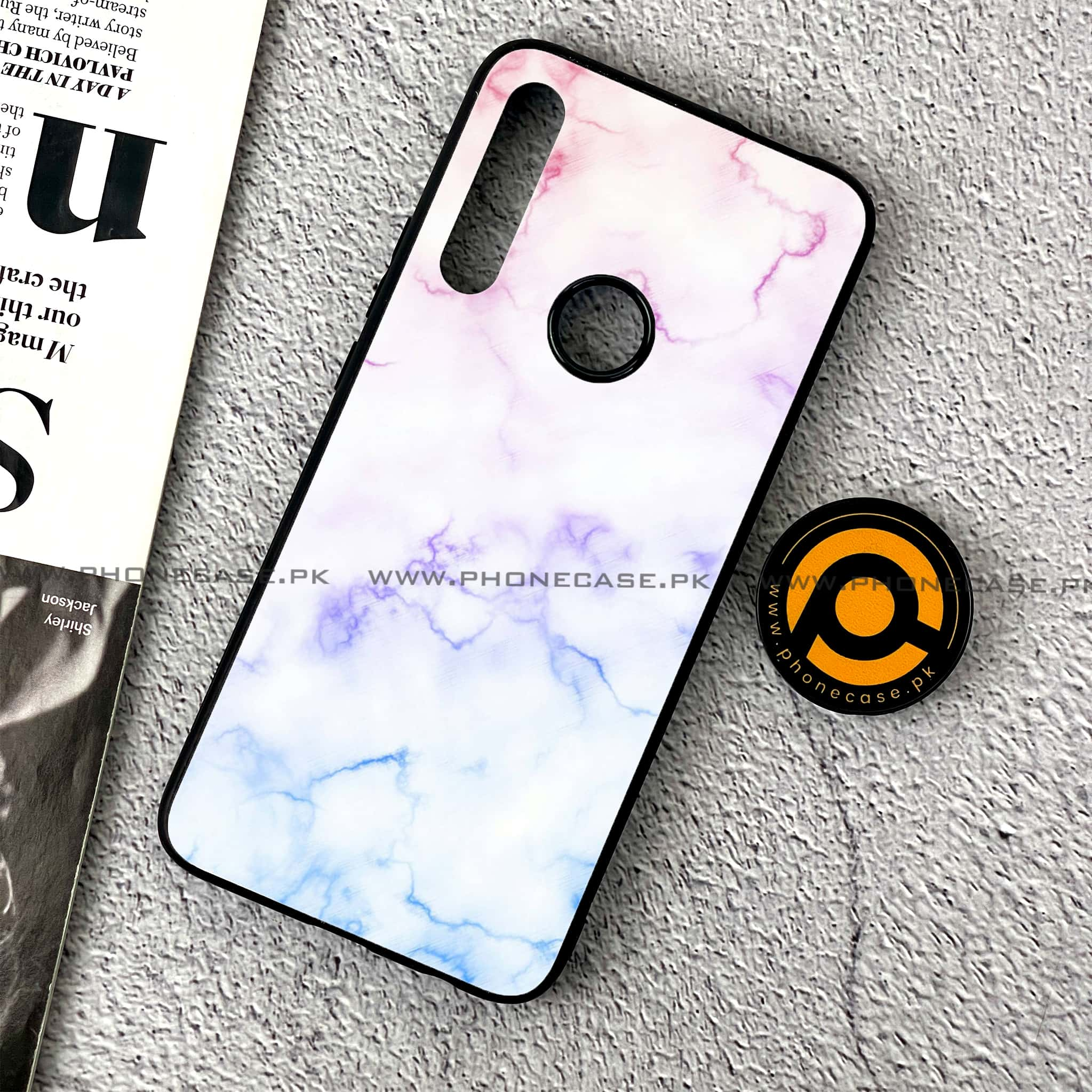 Huawei Y9 Prime (2019) - White  Marble Series - Premium Printed Glass soft Bumper shock Proof Case