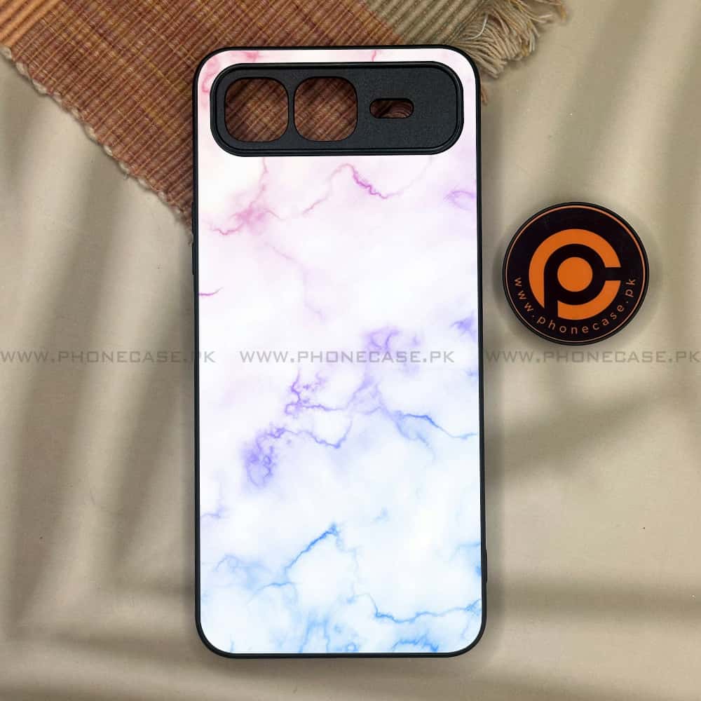 Infinix Smart 10 Plus - White Marble Series - Premium Metal Printed soft Bumper shock Proof Case