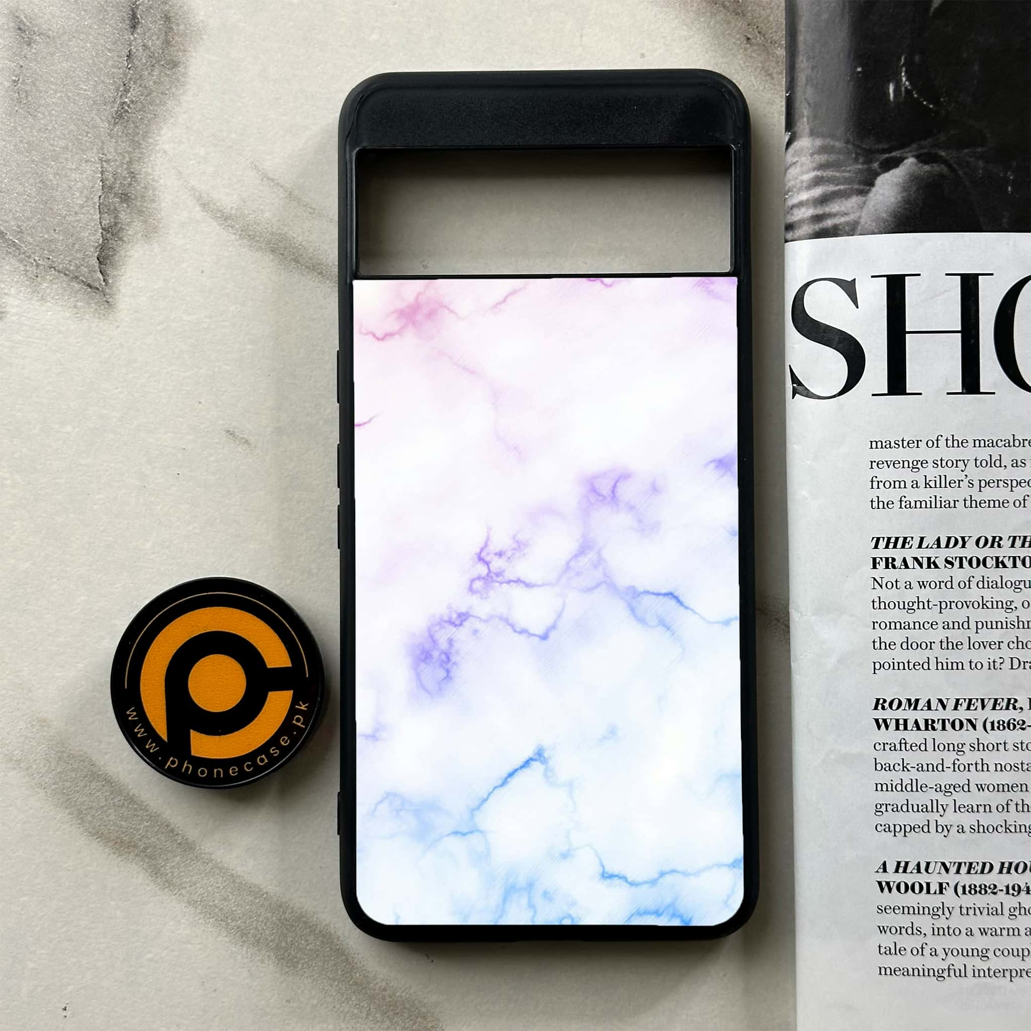 Google Pixel 8 Pro - White Marble Series - Premium Printed Glass soft Bumper shock Proof Case