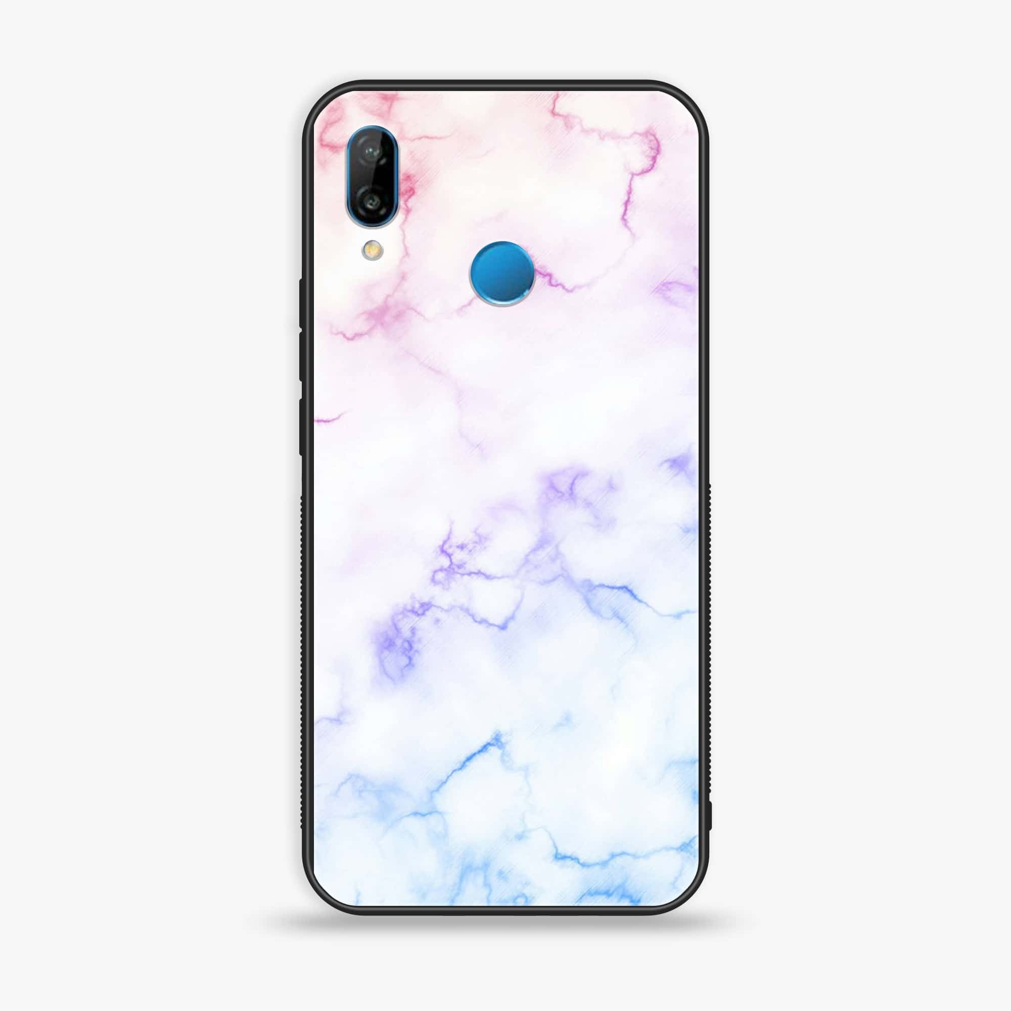 Huawei P20 lite - White Marble Series - Premium Printed Glass soft Bumper shock Proof Case