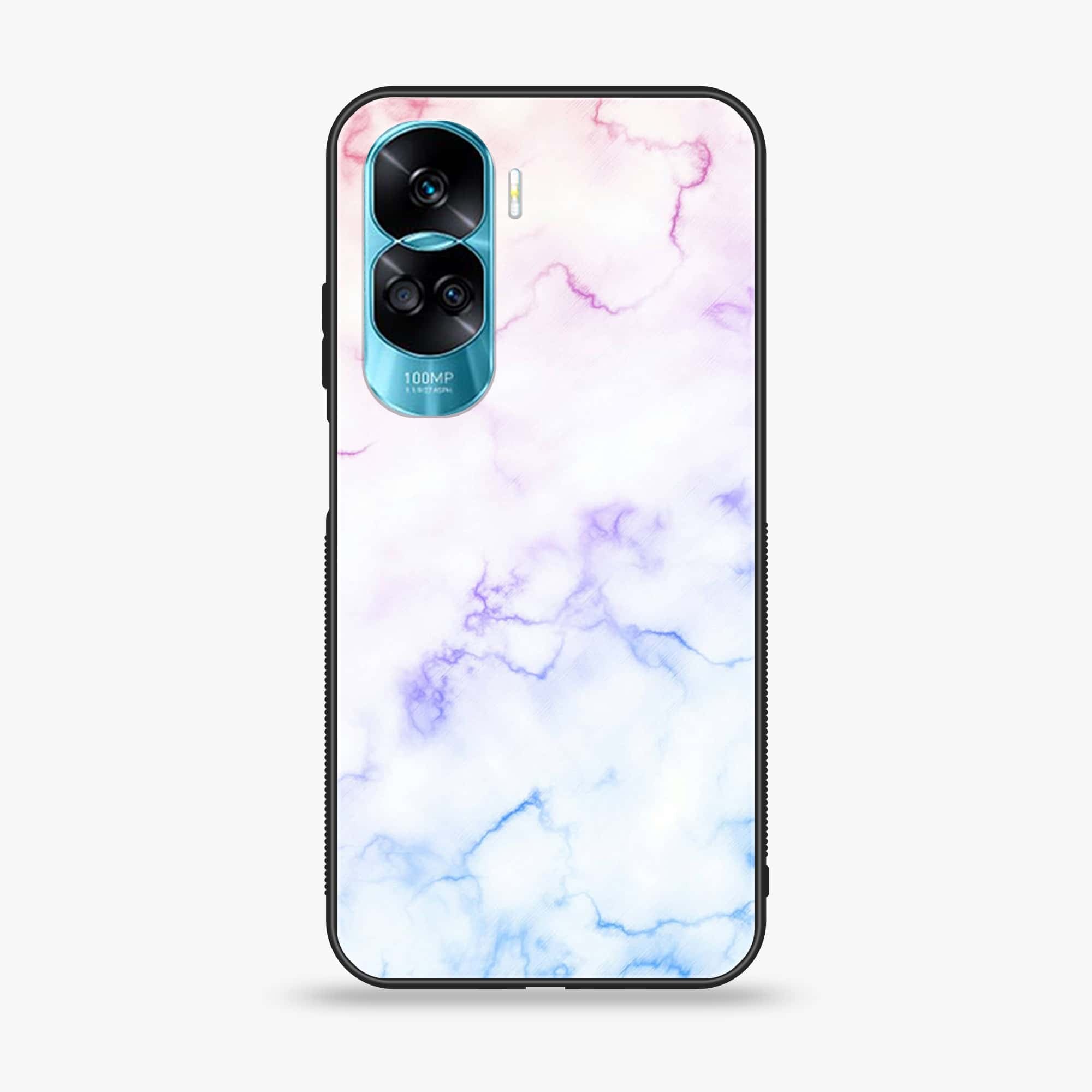 Honor 90 Lite - White Marble Series - Premium Printed Glass soft Bumper shock Proof Case