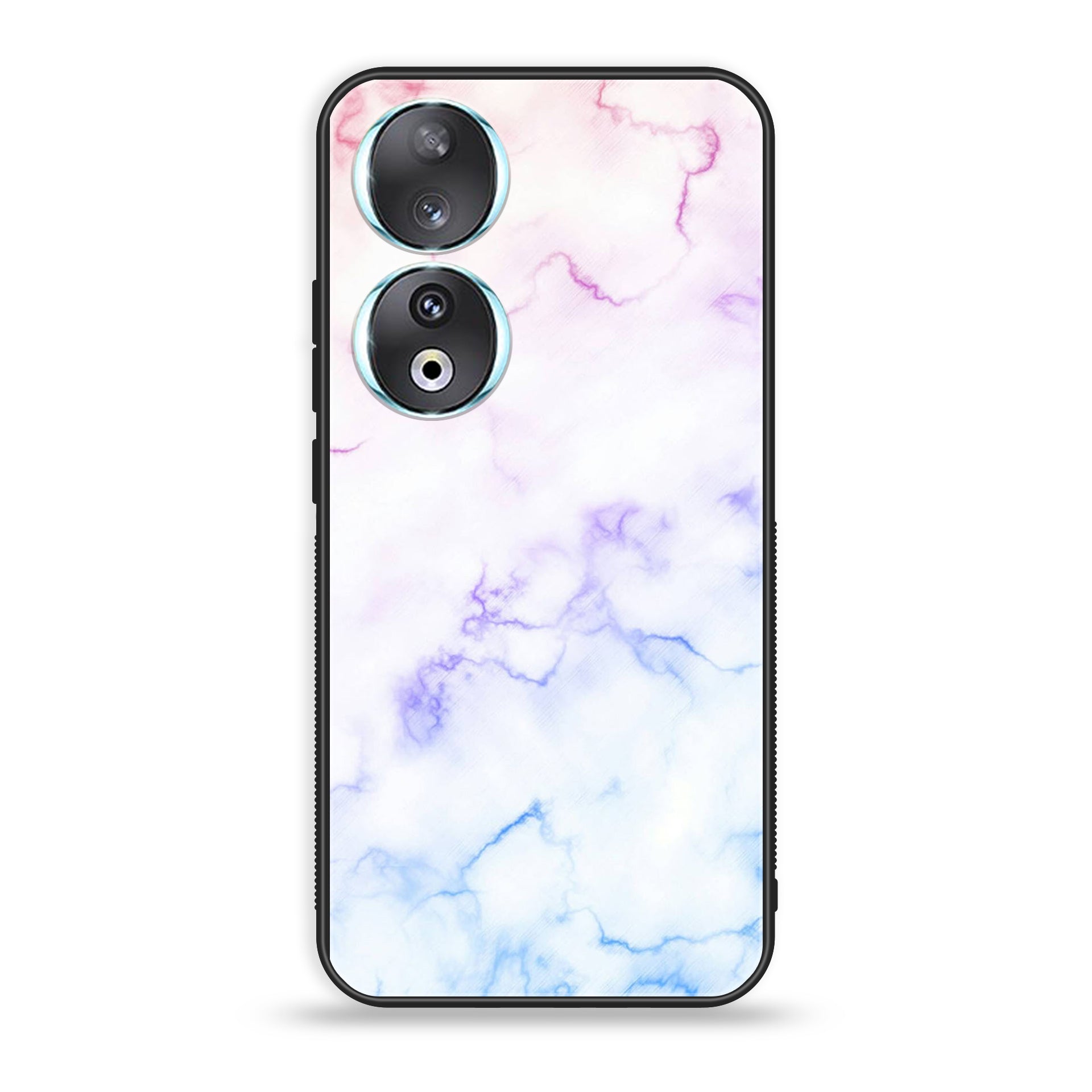 Huawei Honor 90 - White Marble series - Premium Printed Glass soft Bumper shock Proof Case