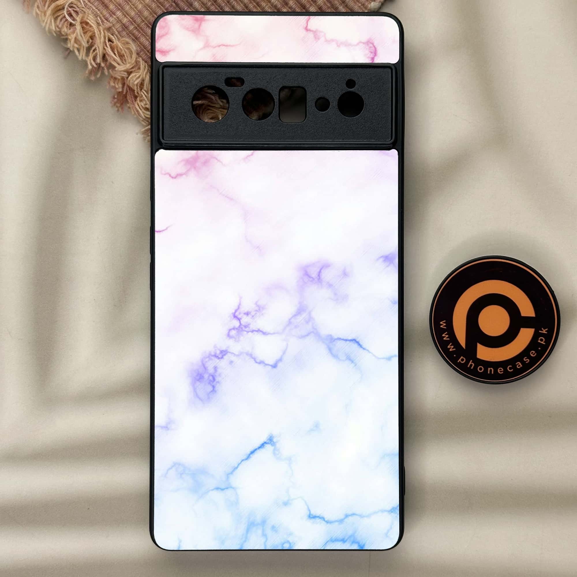 Google Pixel 6A - White Marble Series - Premium Metal Printed soft Bumper Shock Proof Case