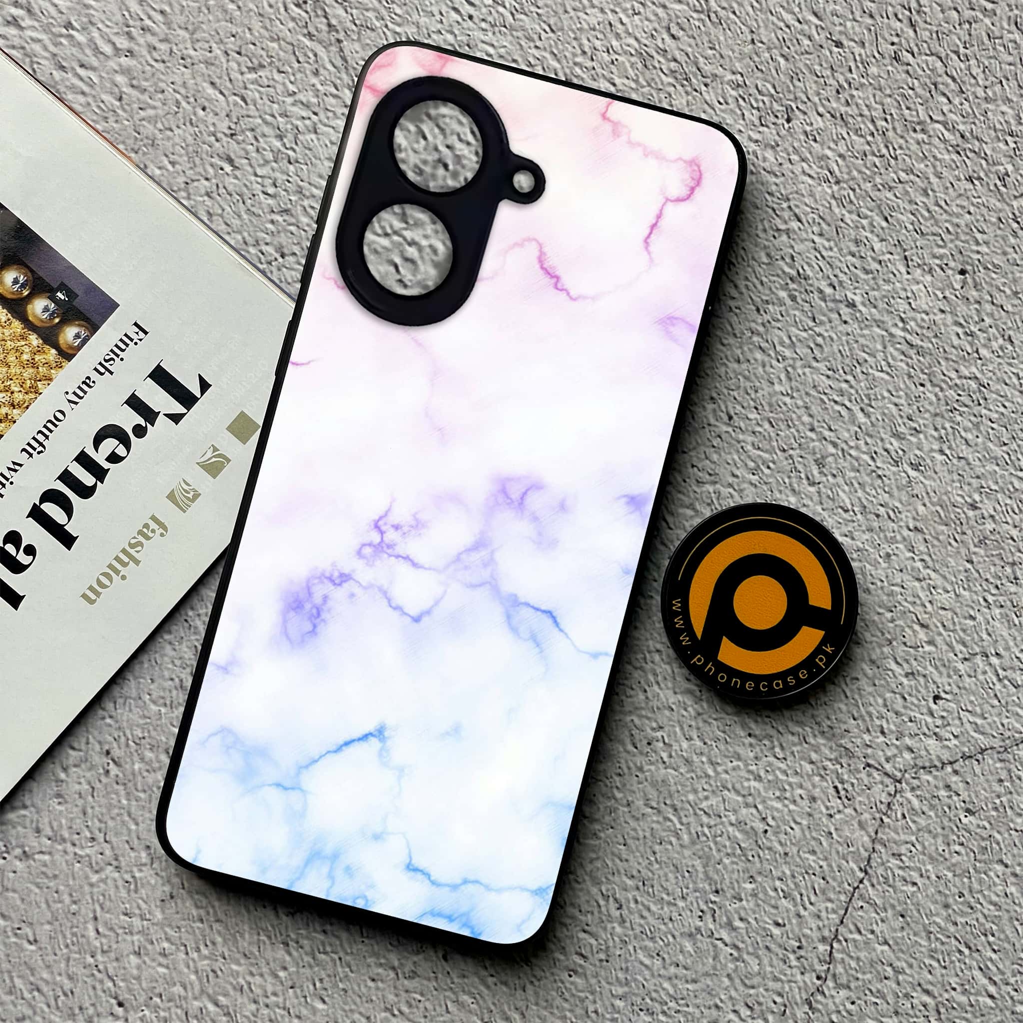 Xiaomi Redmi A5 - White Marble Series - Premium Metal Printed soft Bumper shock Proof Case