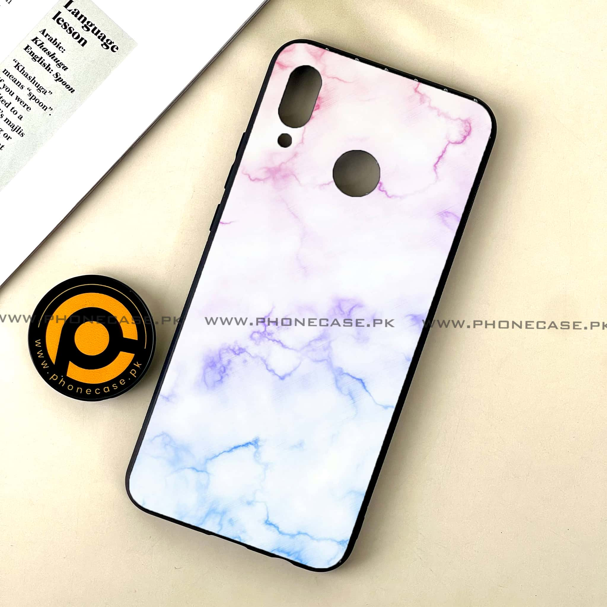 Huawei Nova 3 - White Marble Series - Premium Printed Glass soft Bumper shock Proof Case