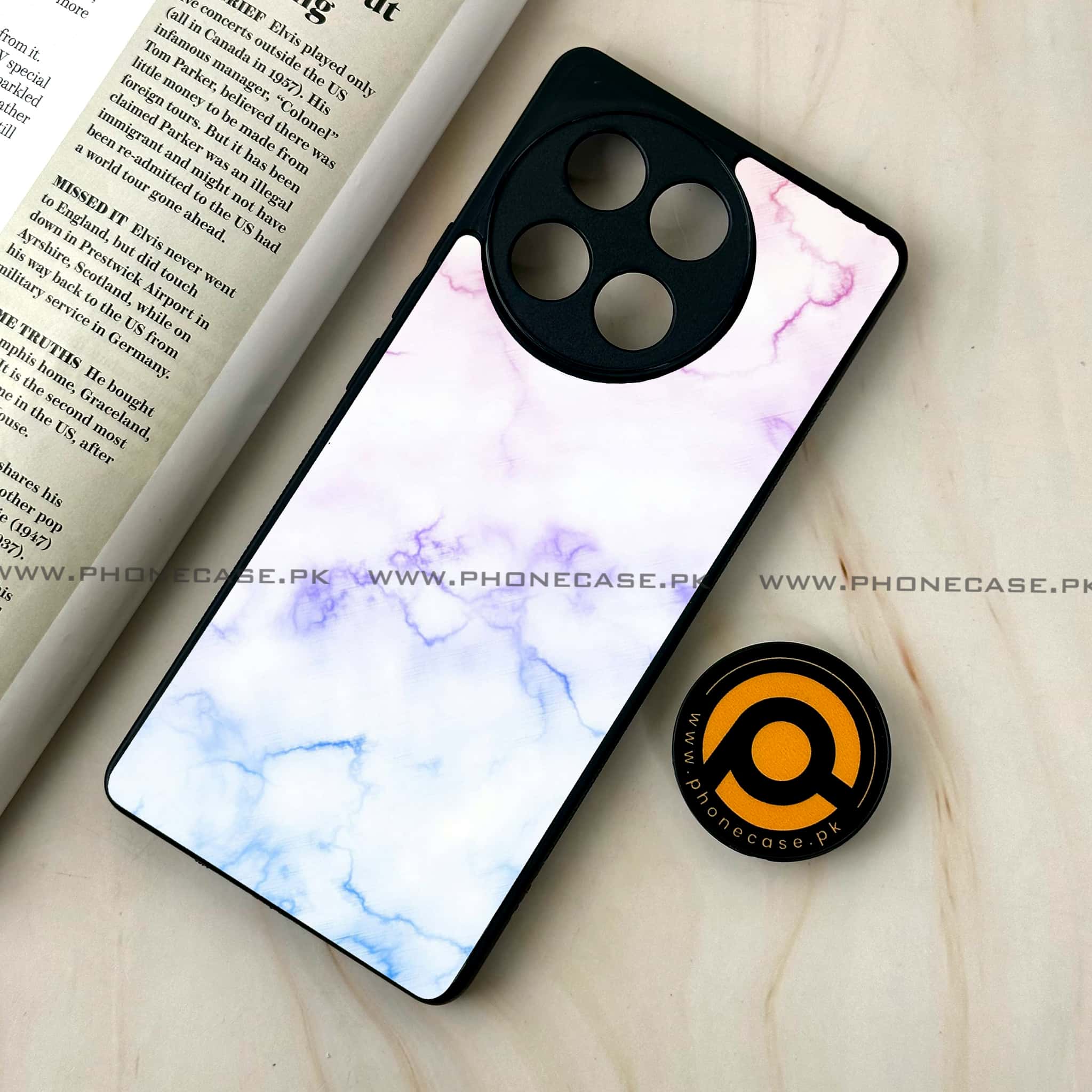 Tecno Camon 30s - White Marble series - Premium Metal Printed soft Bumper shock Proof Case