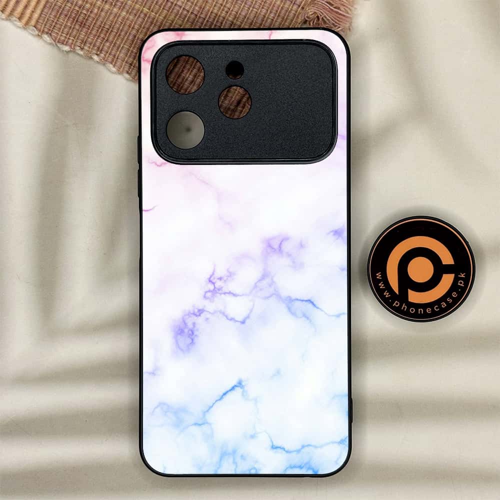 Tecno Spark 40 - White Marble Series - Premium Metal Printed soft Bumper shock Proof Case