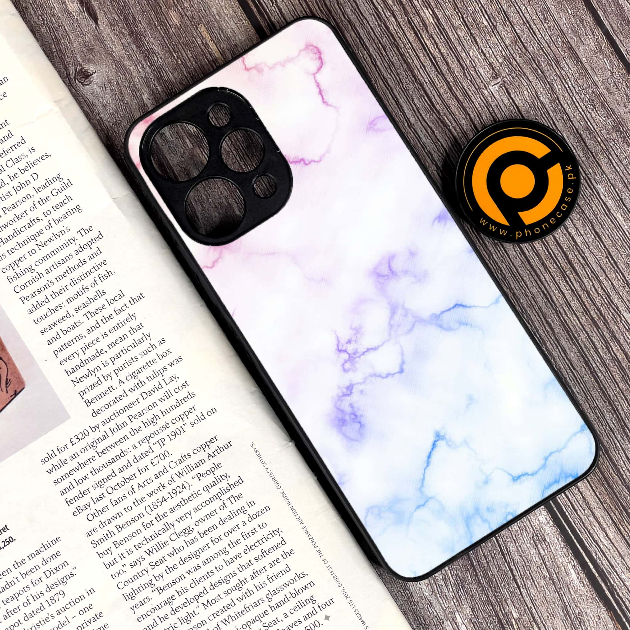 Xiaomi Redmi 12 - White Marble Series - Premium Printed Glass soft Bumper shock Proof Case