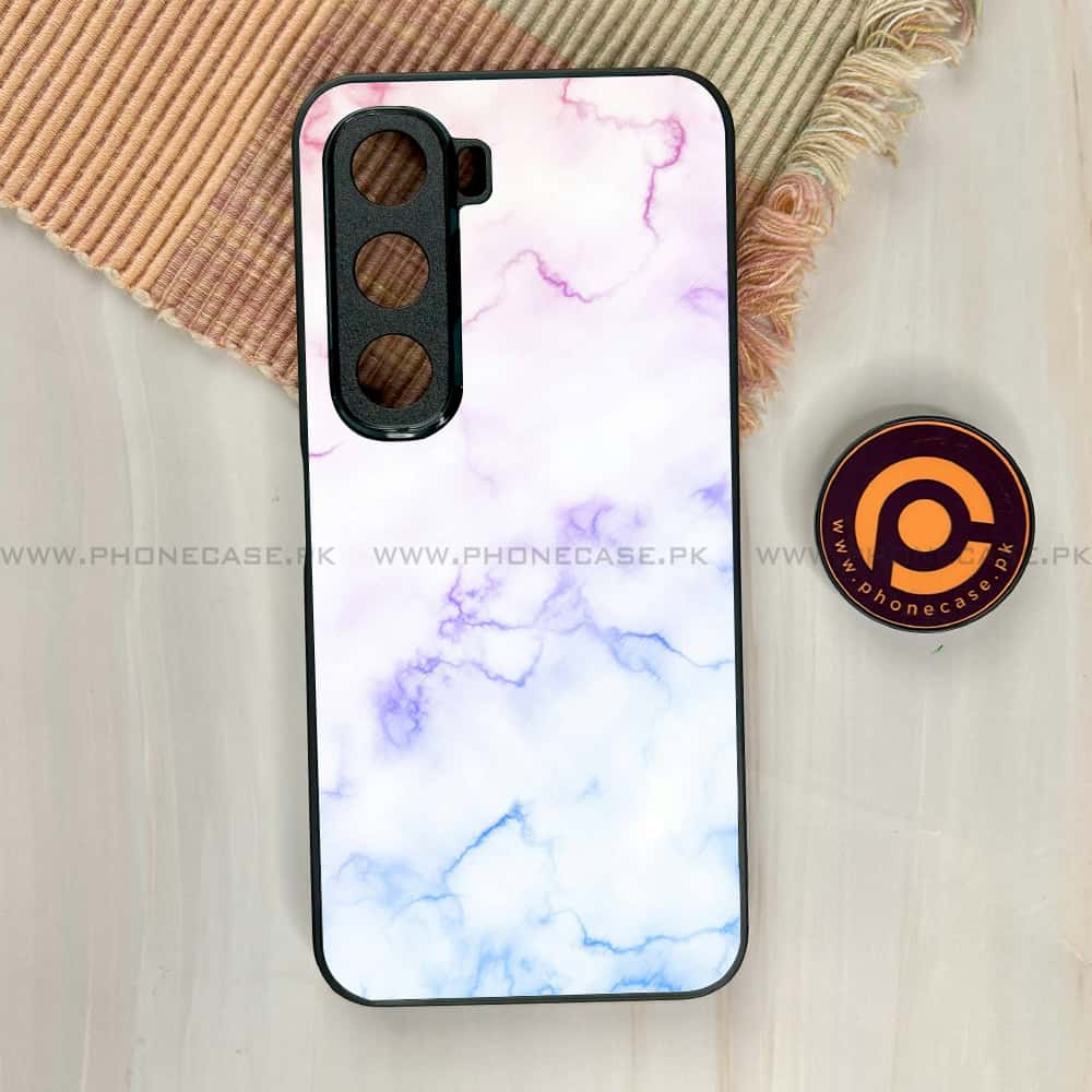 Infinix Hot 60i - White Marble series - Premium Metal Printed soft Bumper shock Proof Case