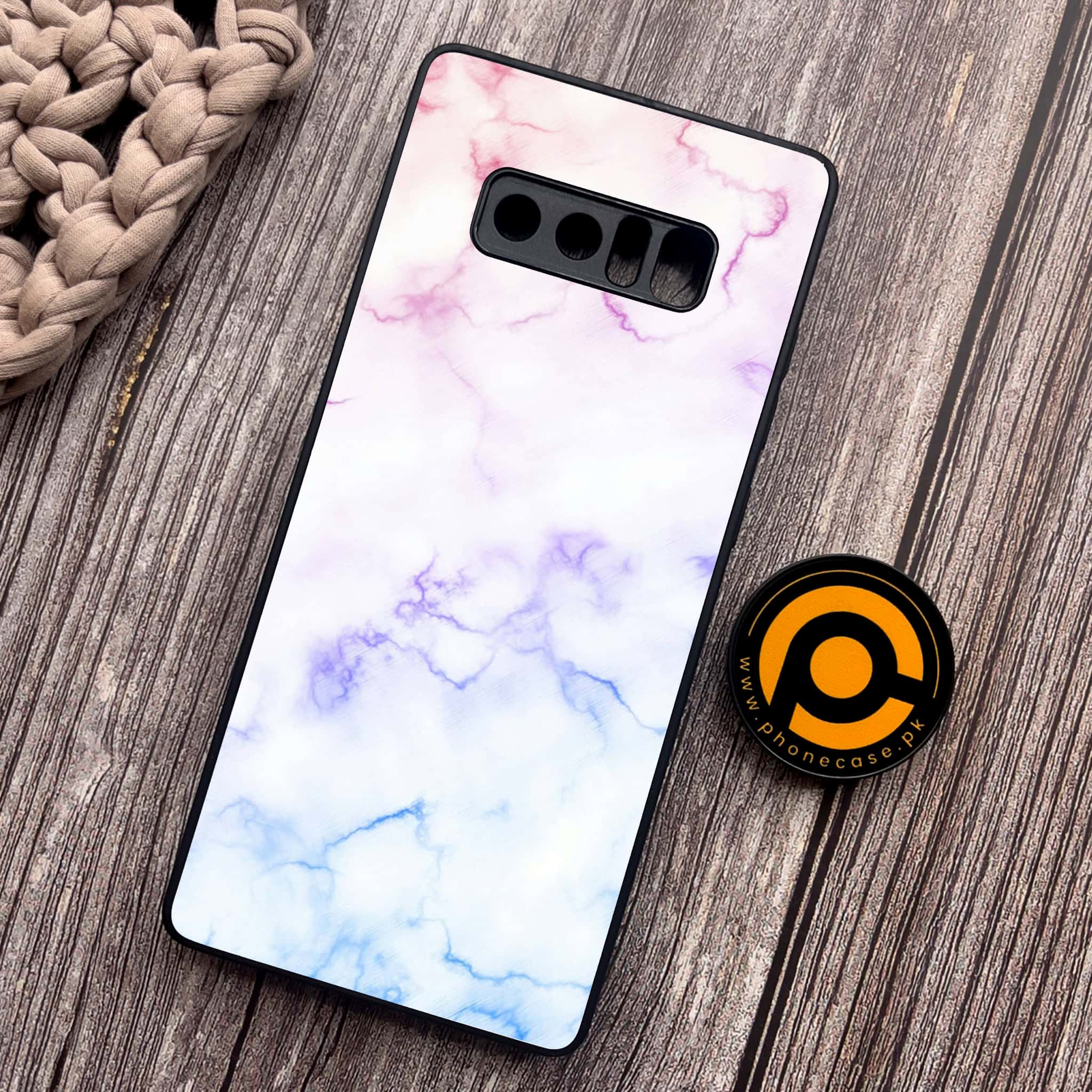Samsung Galaxy Note 8 - White Marble Series - Premium Metal Printed soft Bumper shock Proof Case