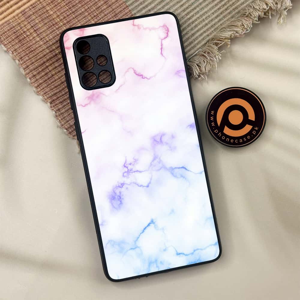 Samsung Galaxy A71 - White Marble Series - Premium Metal Printed soft Bumper shock Proof Case