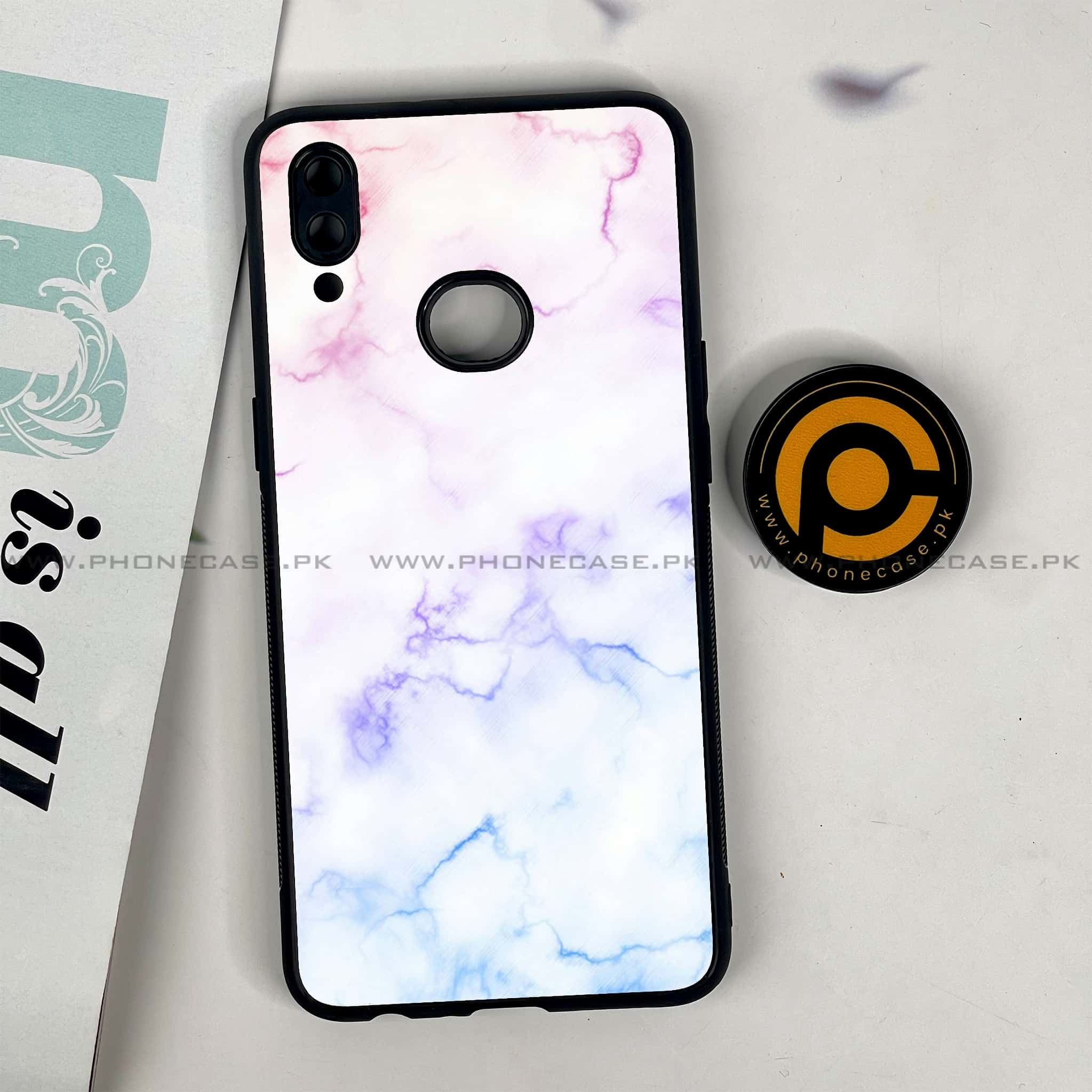 Galaxy A10s - White Marble series - Premium Printed Glass soft Bumper shock Proof Case