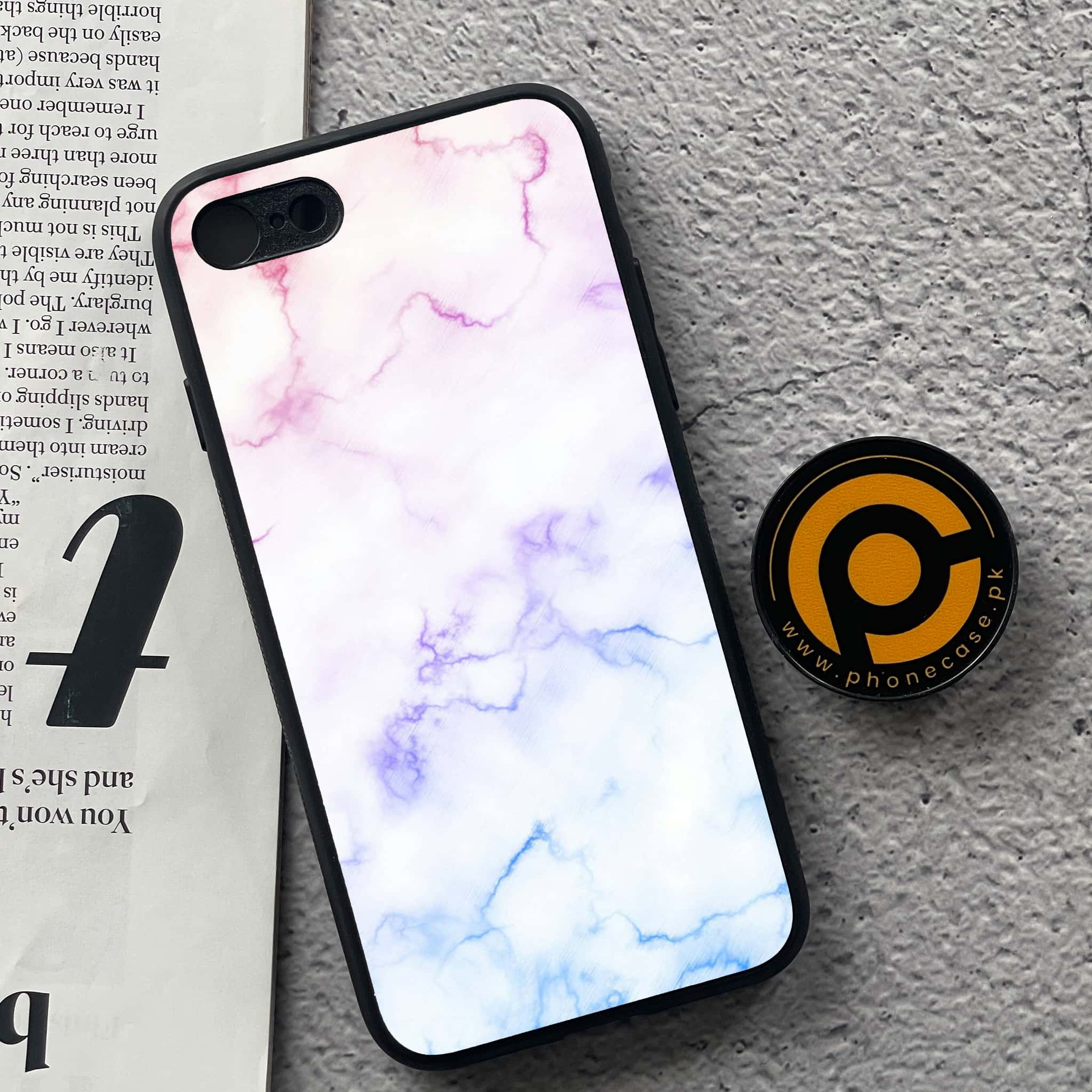 iPhone 7 / 8 - White Marble Series - Premium Printed Glass soft Bumper shock Proof Case