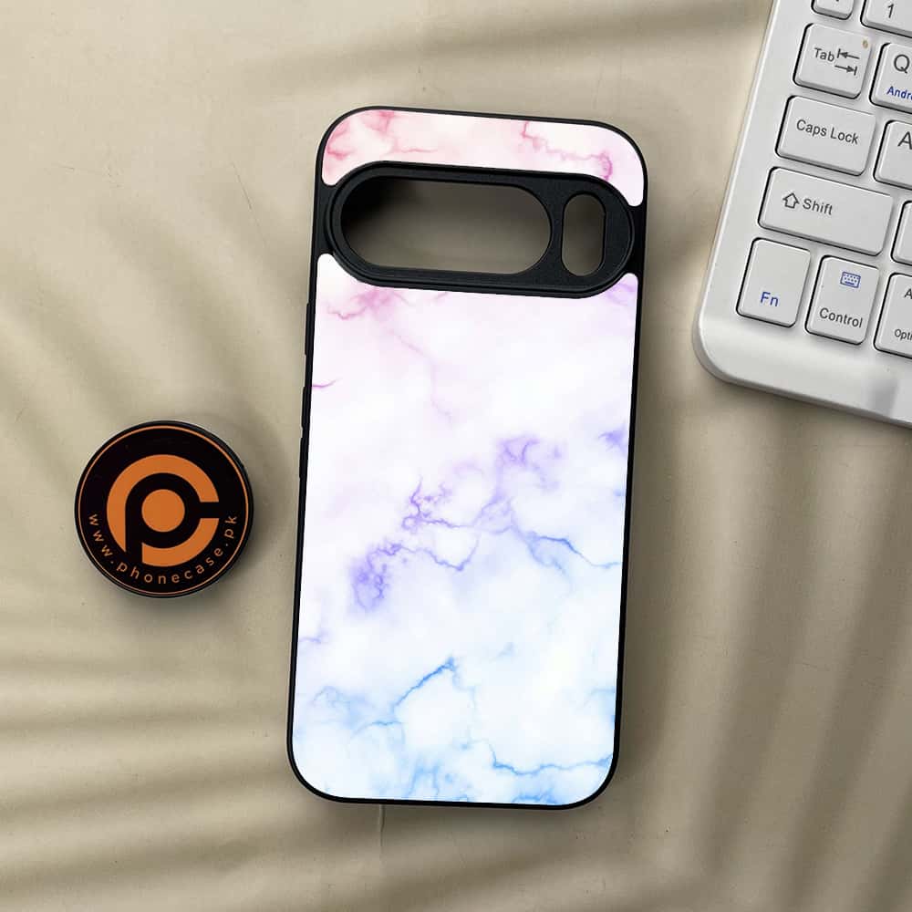 Google Pixel 10  - White Marble series - Premium Metal Printed soft Bumper Shockof Case