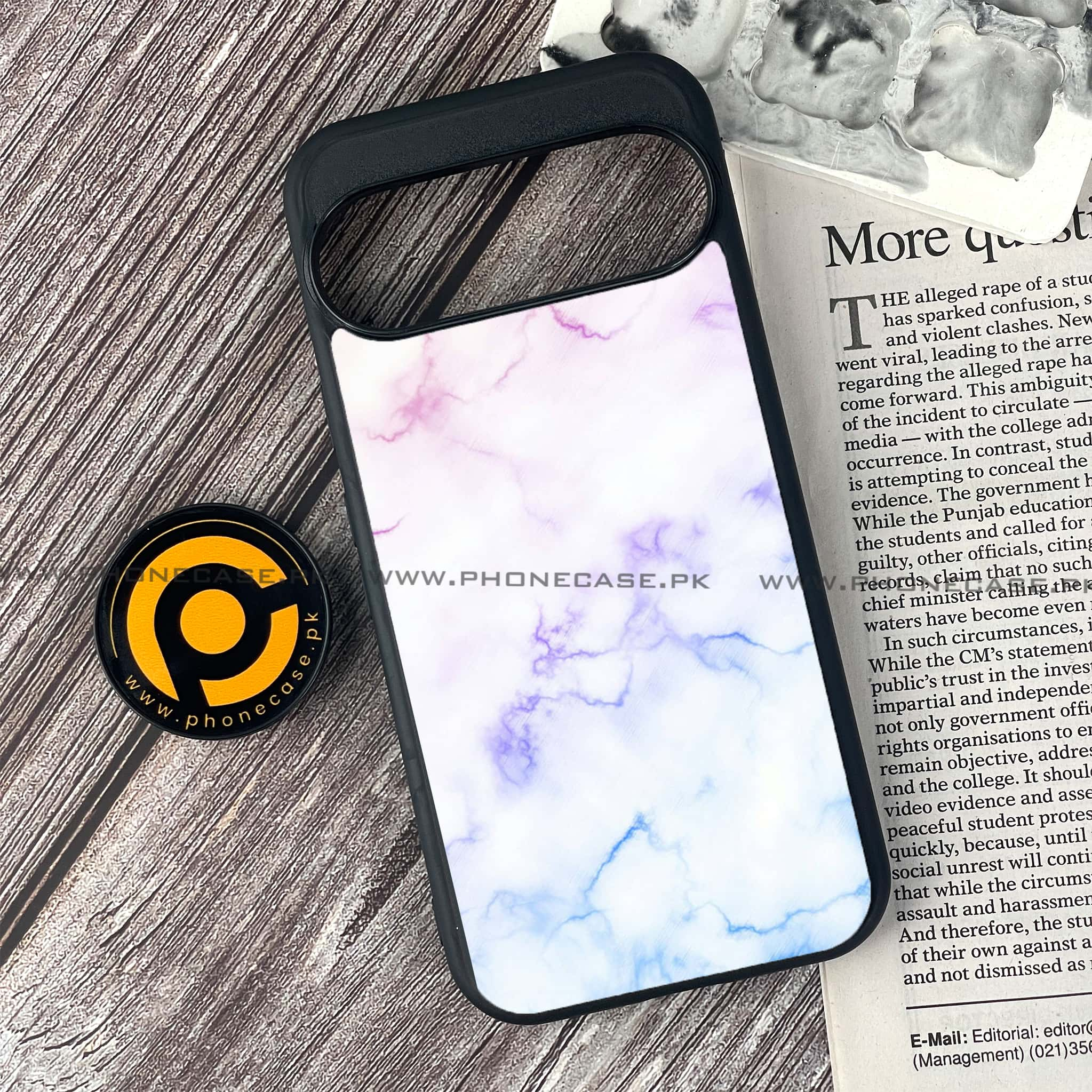 Google Pixel 9 - White Marble series - Premium Printed Glass soft Bumper shock Proof Case