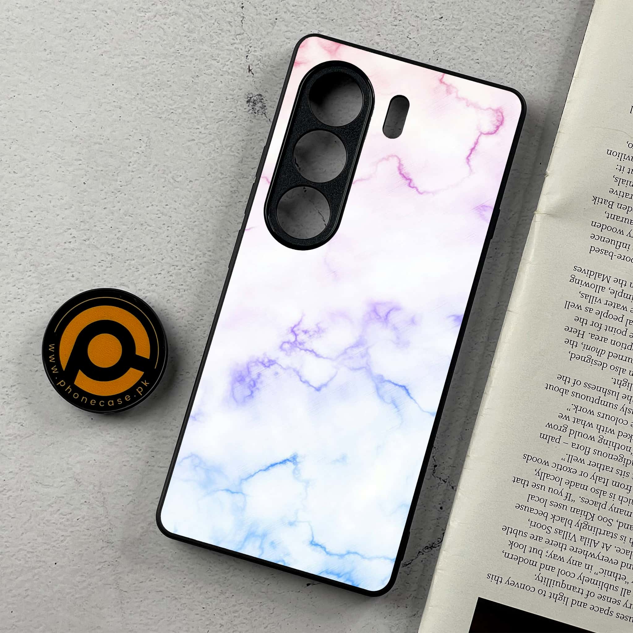 Tecno Camon 40 - White Marble Series - Premium Metal Printed Soft Bumper Shockproof Case
