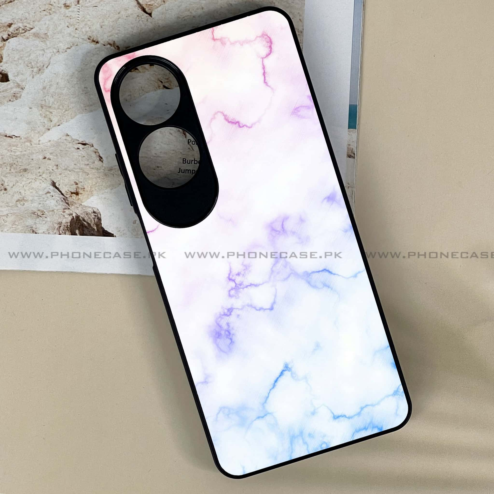 Oppo A60 - White Marble series - Premium Printed Metal soft Bumper shock Proof Case