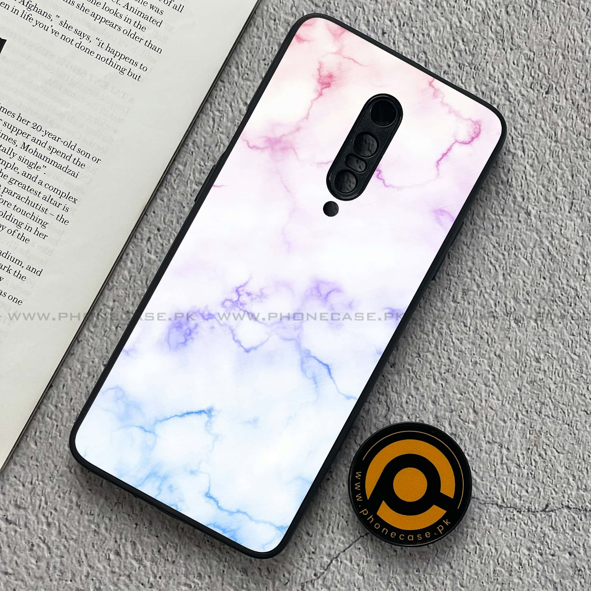 OnePlus 7 - White Marble Series - Premium Printed Glass soft Bumper shock Proof Case