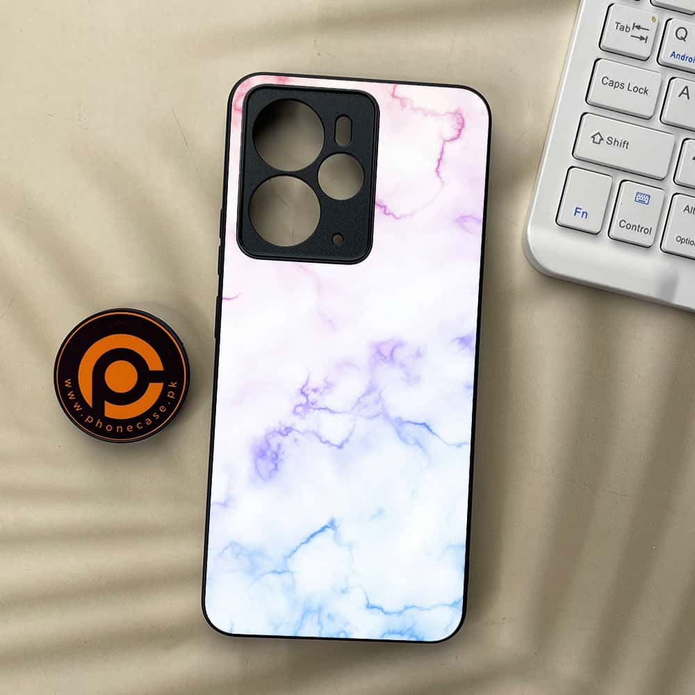 Realme 14T 5G - White Marble series - Premium Metal Printed soft Bumper Shock Proof Case