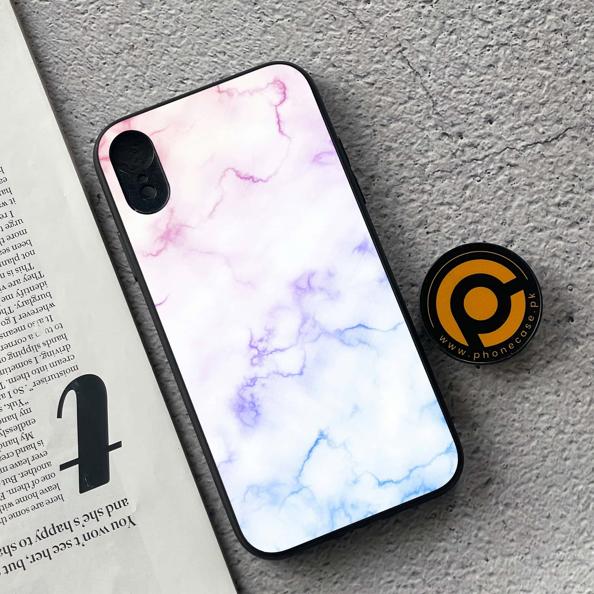 iPhone XR - White Marble Series - Premium Metal Printed soft Bumper shock Proof Case