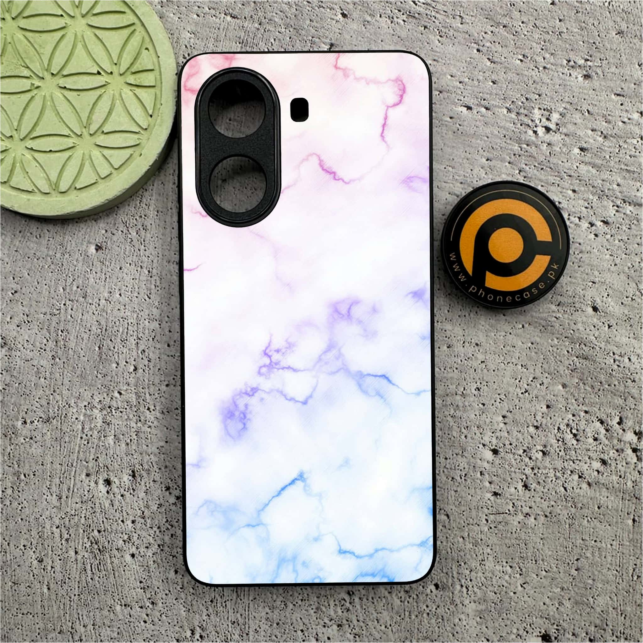 Xiaomi Redmi Turbo 4 - White Marble series - Premium Metal Printed soft Bumper shock Proof Case