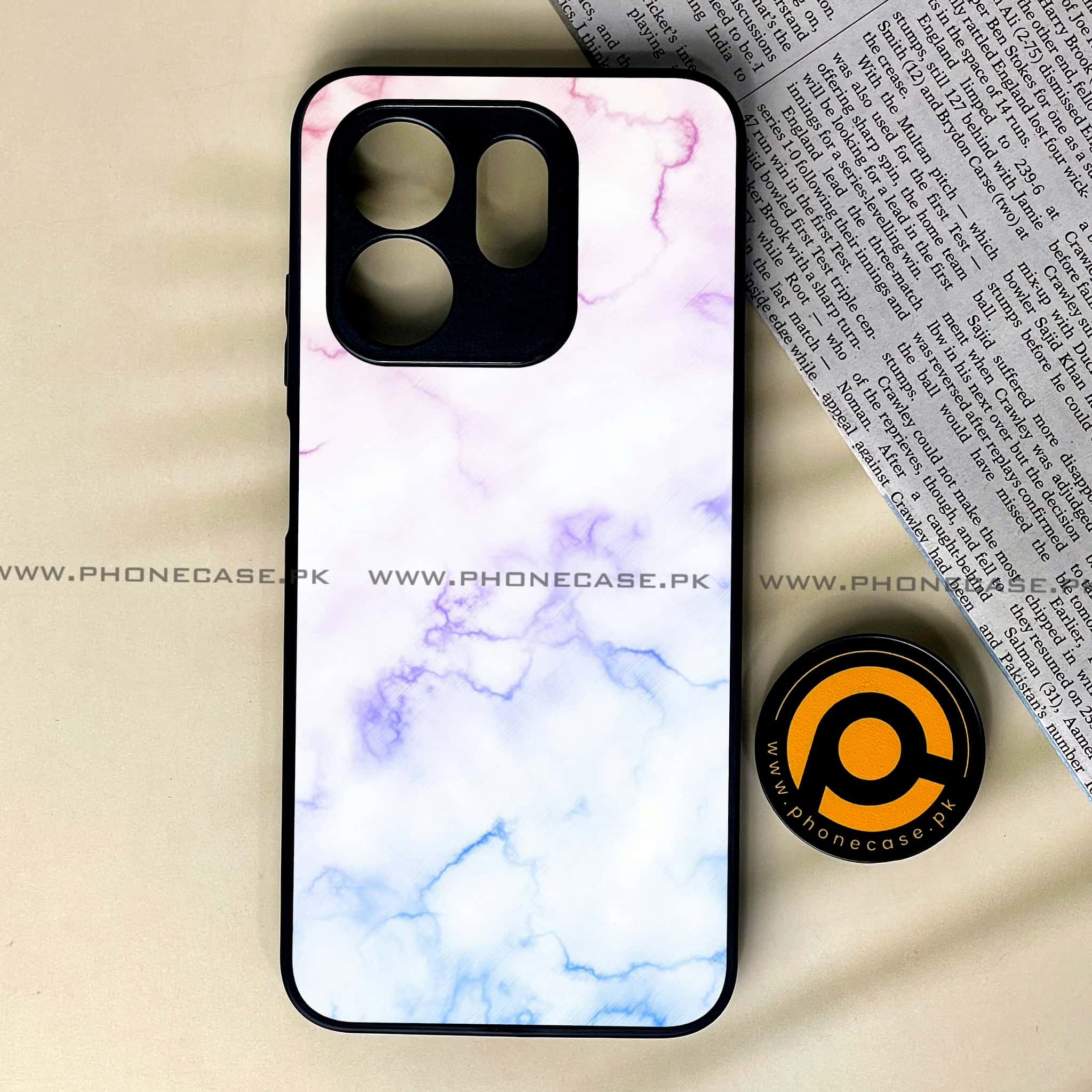 Infinix Smart 9 HD - White Marble series - Premium Metal Printed soft Bumper shock Proof Case