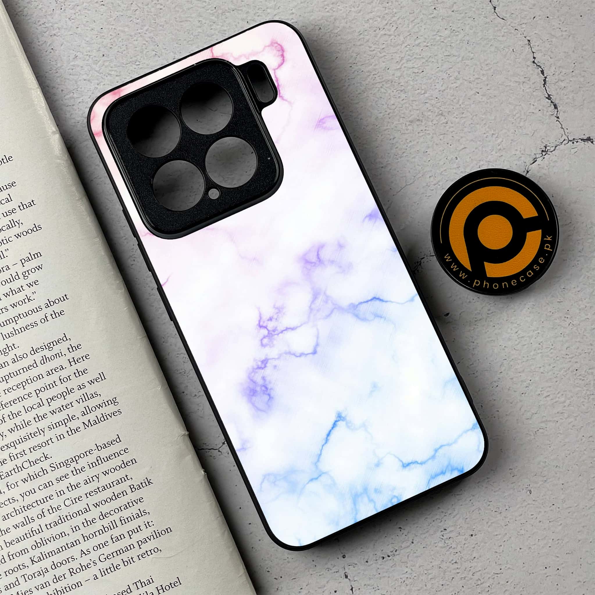 Xiaomi 15 - White Marble series - Premium Metal Printed soft Bumper shock Proof Case