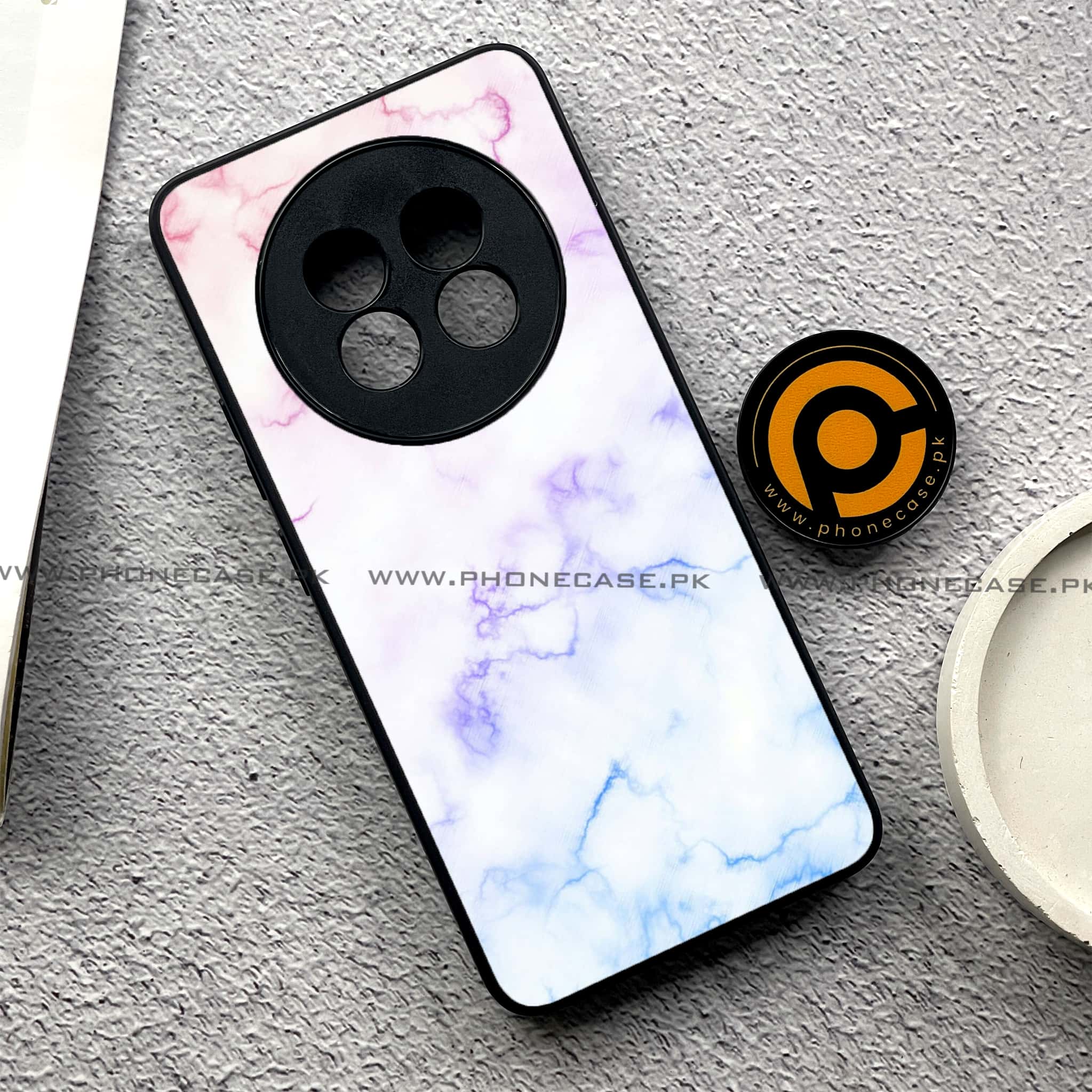 Realme 13 Pro Plus - White Marble series - Premium Printed Glass soft Bumper shock Proof Case