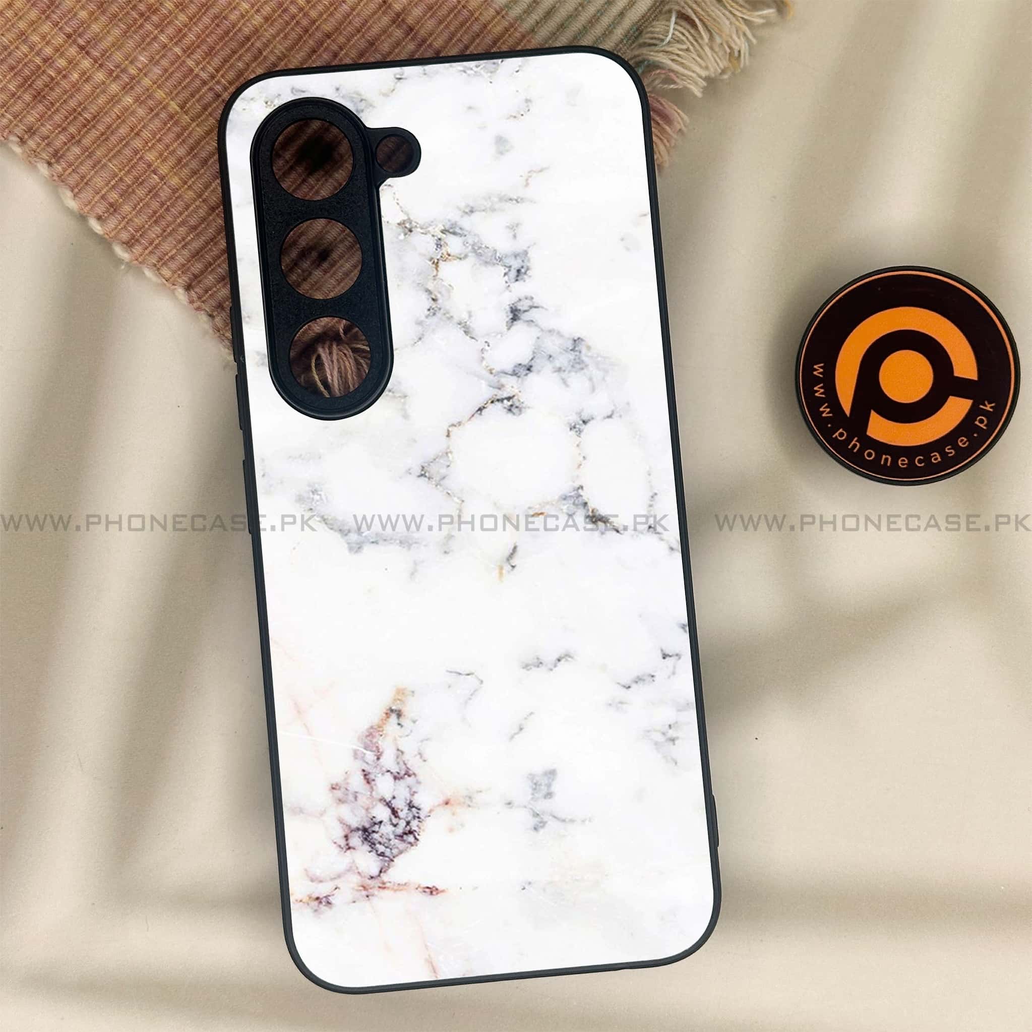 Tecno Spark 40 Pro - White Marble Series - Premium Metal Printed soft Bumper shock Proof Case