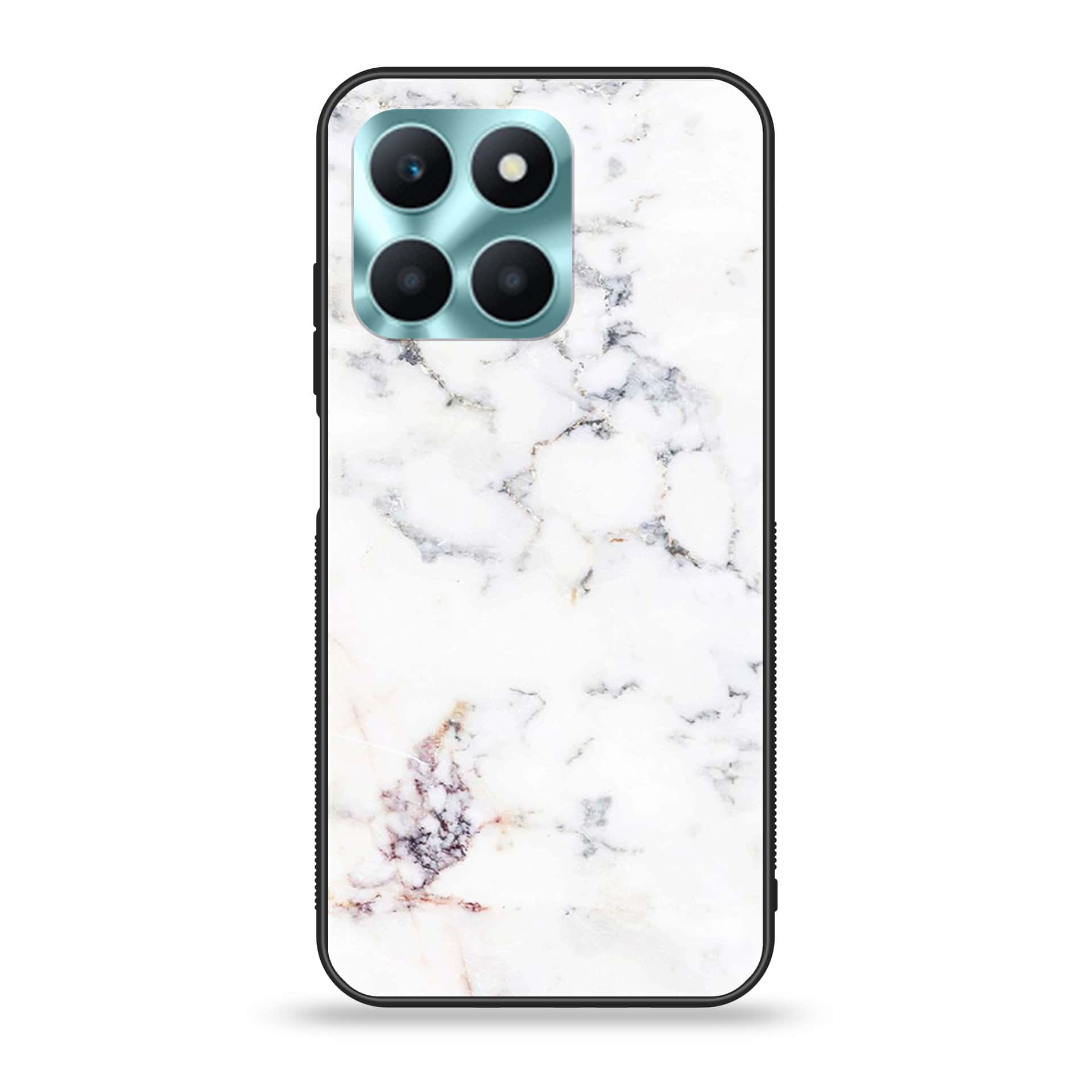 Honor X6a - White Marble Series - Premium Printed Glass soft Bumper shock Proof Case