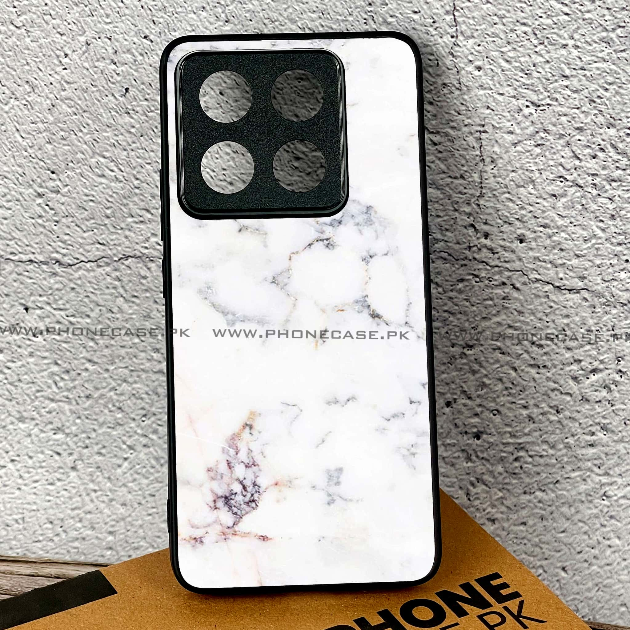 Xiaomi 14T Pro - White Marble series - Premium Printed Glass soft Bumper shock Proof Case