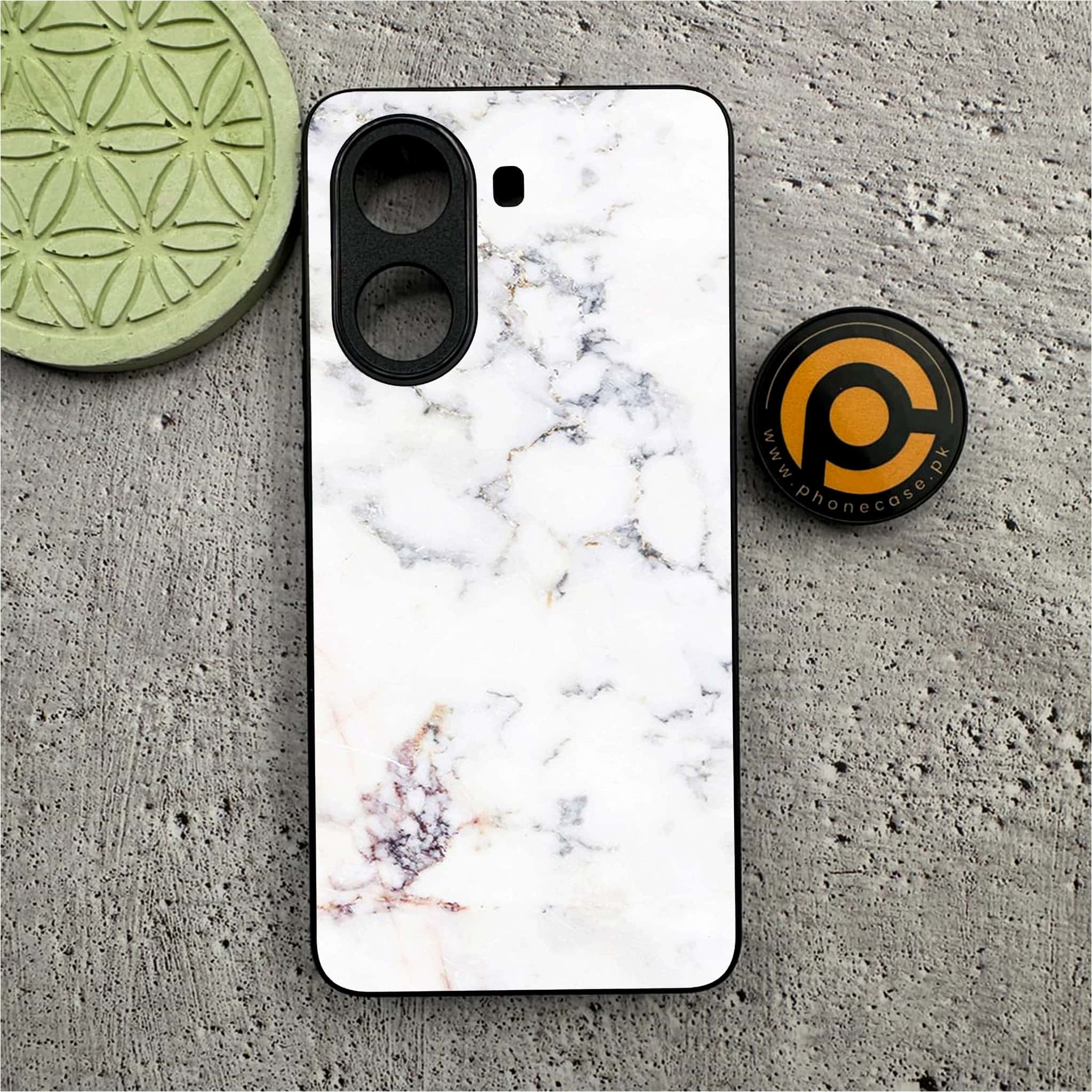 Xiaomi Poco X7 Pro 5G - White Marble series - Premium Metal Printed soft Bumper shock Proof Case