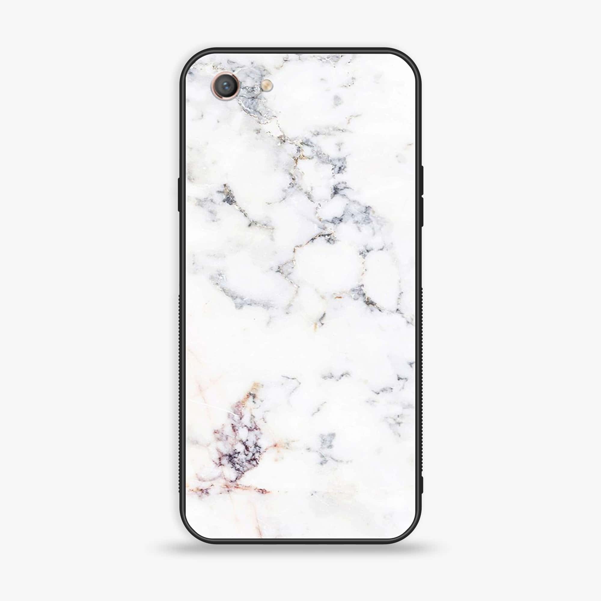 Oppo A71 (2018) - White Marble Series - Premium Printed Glass soft Bumper shock Proof Case