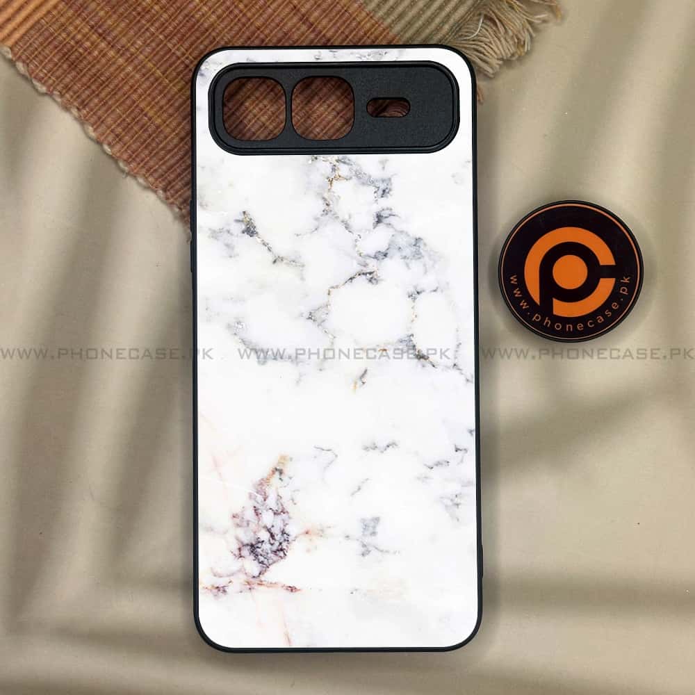 Infinix Smart 10 Plus - White Marble Series - Premium Metal Printed soft Bumper shock Proof Case