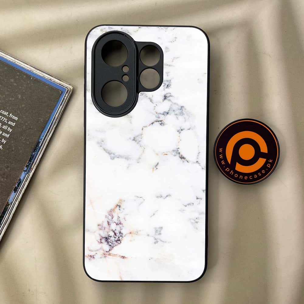 Vivo X200 FE - White Marble series - Premium Metal Printed soft Bumper Shock Proof Case