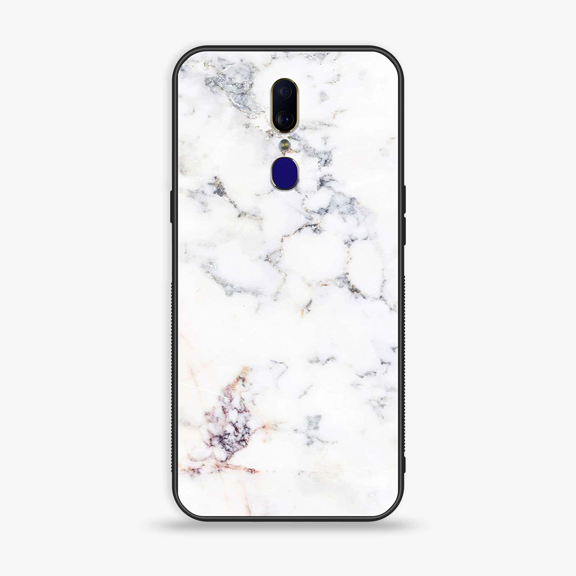 Oppo F11 - White Marble Series - Premium Printed Glass soft Bumper shock Proof Case