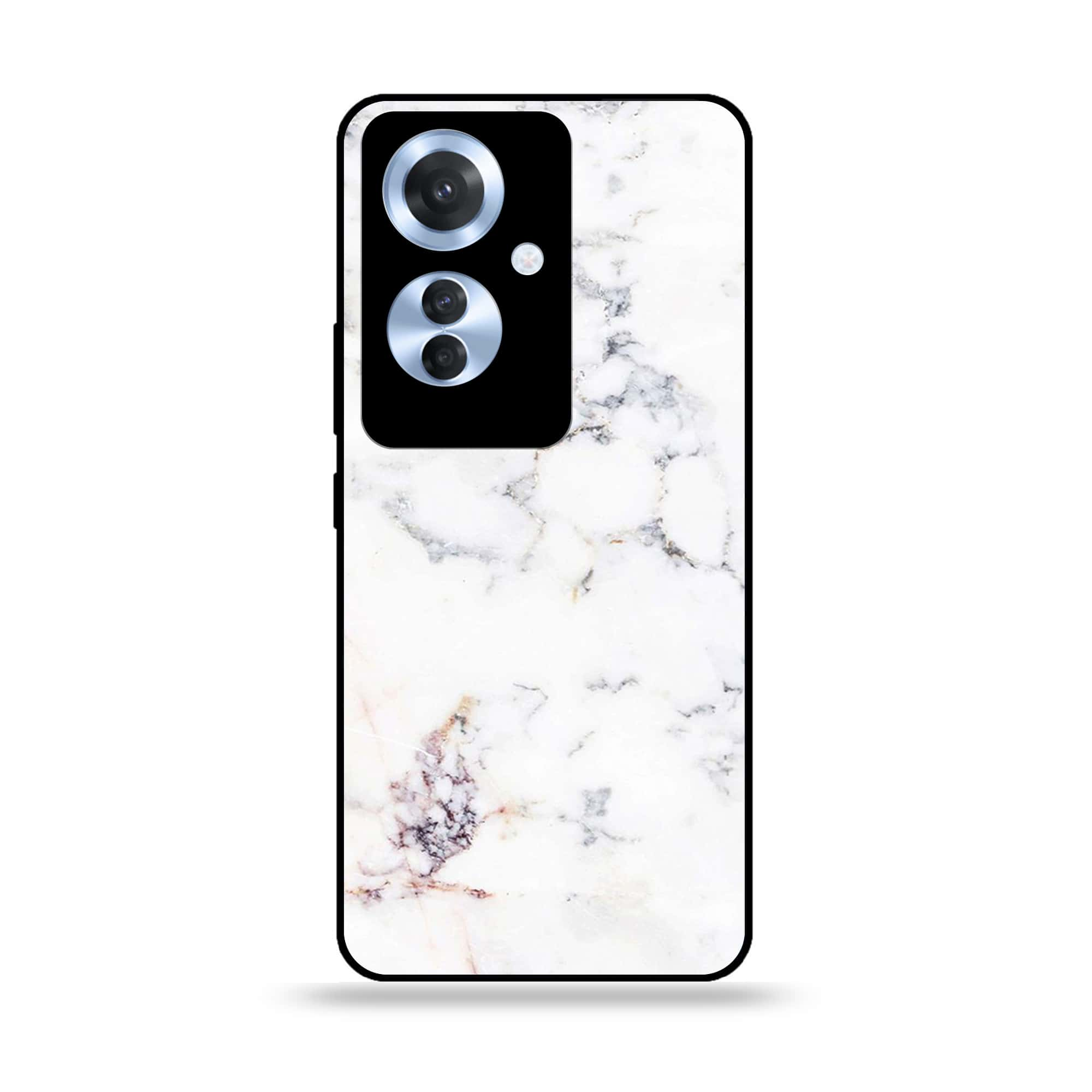 Oppo F25 Pro - White Marble series - Premium Printed Glass soft Bumper shock Proof Case