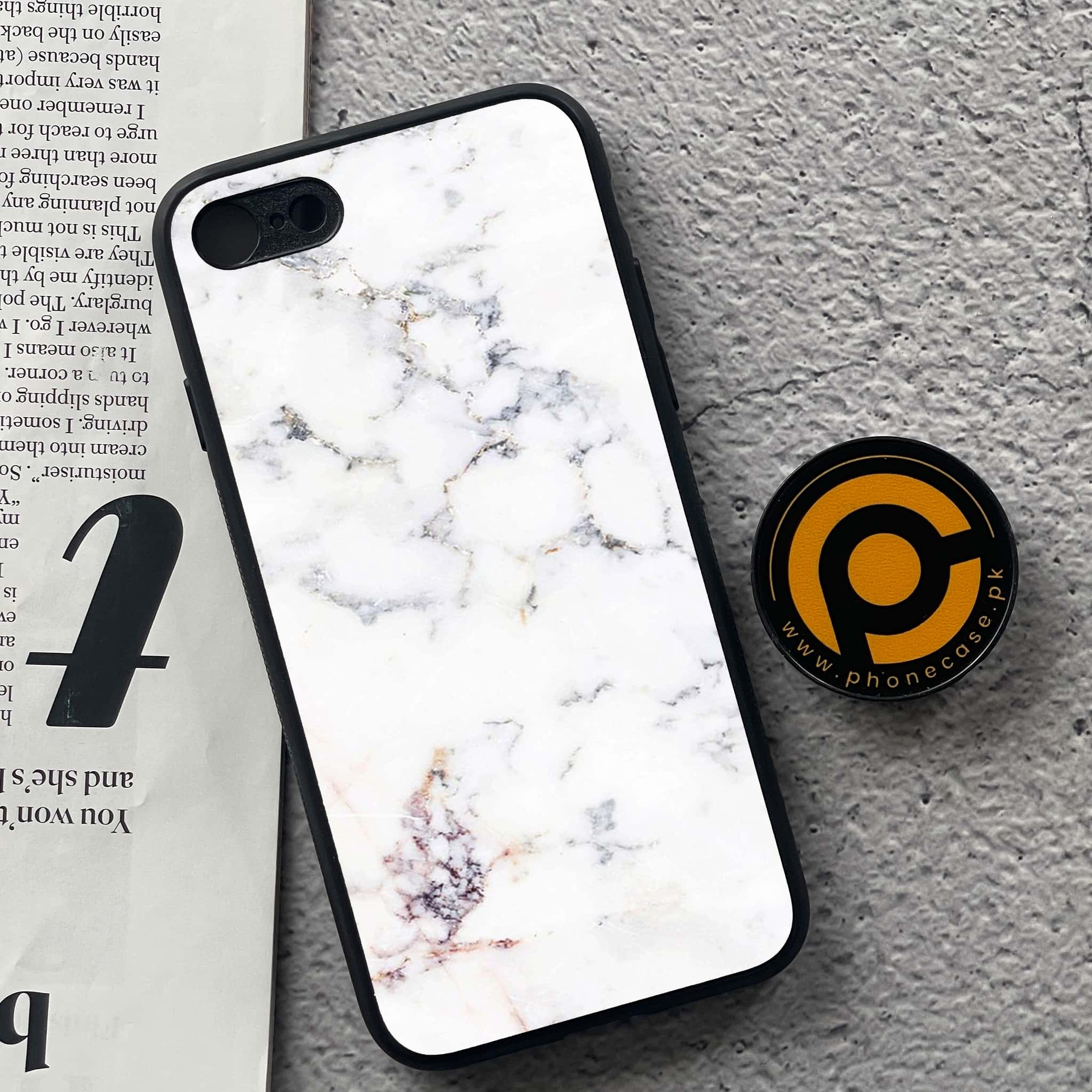 iPhone 7 / 8 - White Marble Series - Premium Printed Glass soft Bumper shock Proof Case