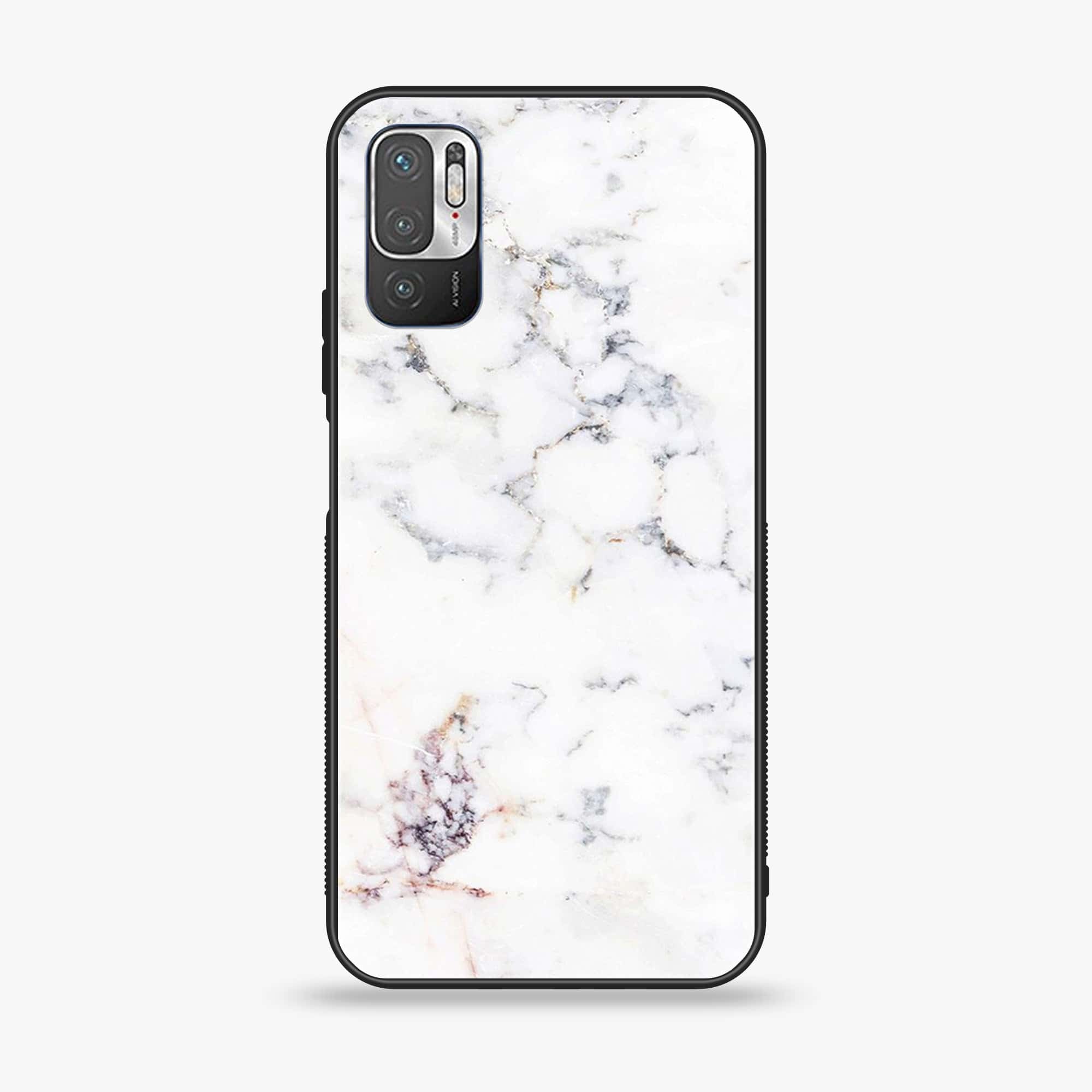 Xiaomi Redmi Note 10 5G - White Marble Series - Premium Printed Glass soft Bumper shock Proof Case