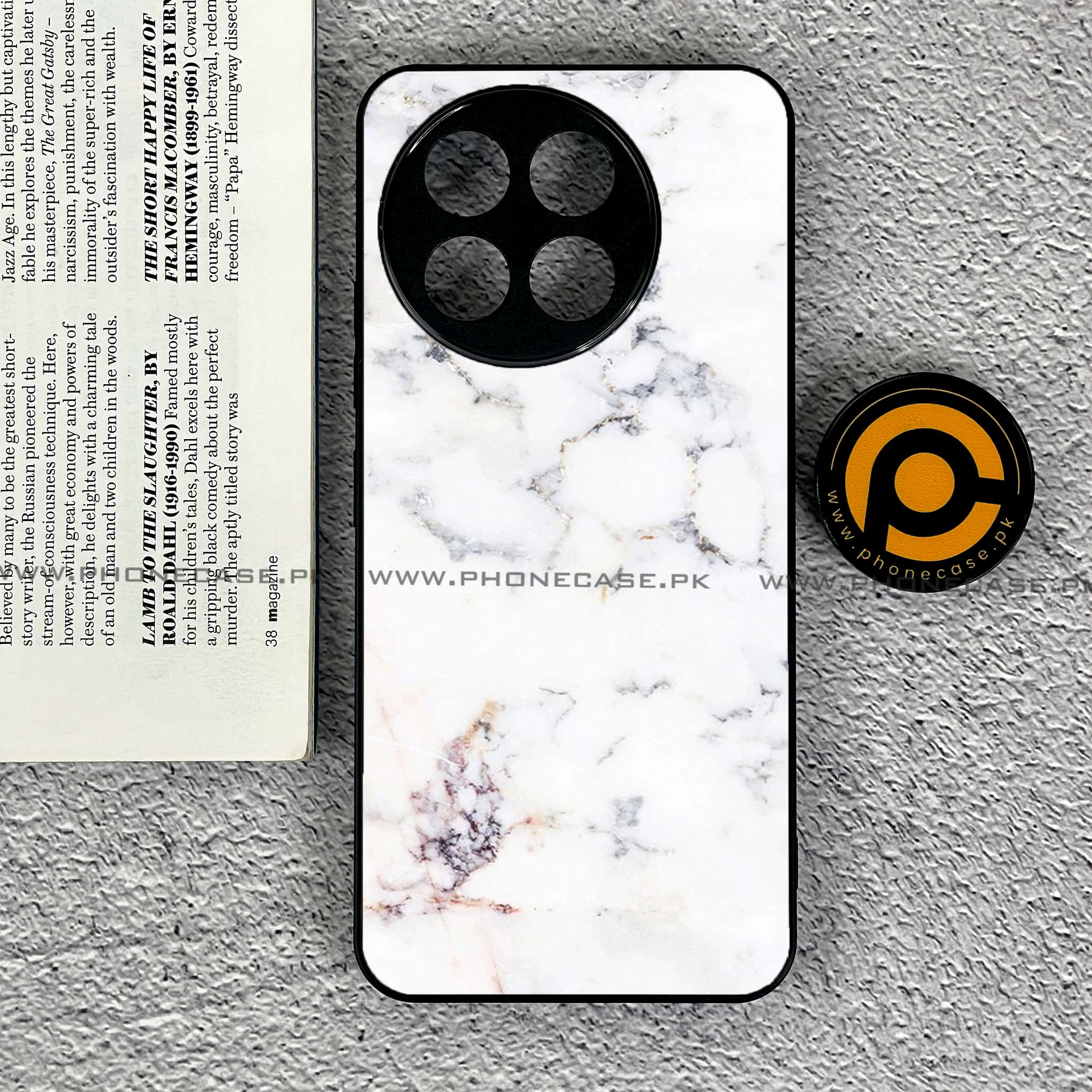 Tecno Spark 30 Pro - White Marble series - Premium Printed Glass soft Bumper shock Proof Case