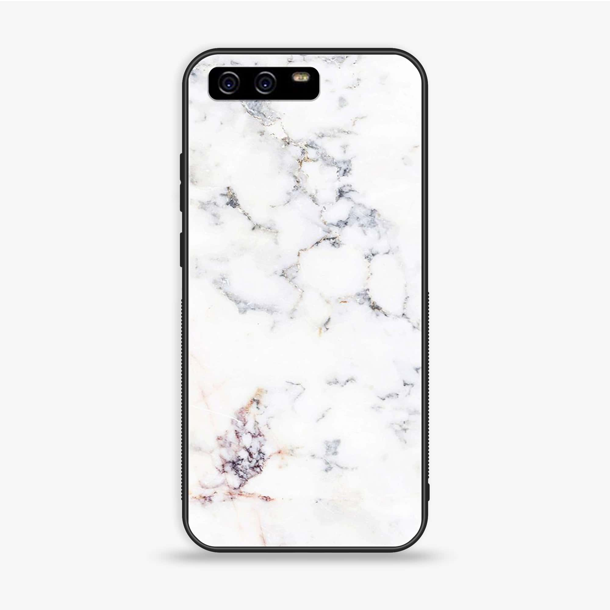 Huawei P10 - White Marble Series - Premium Printed Glass soft Bumper shock Proof Case