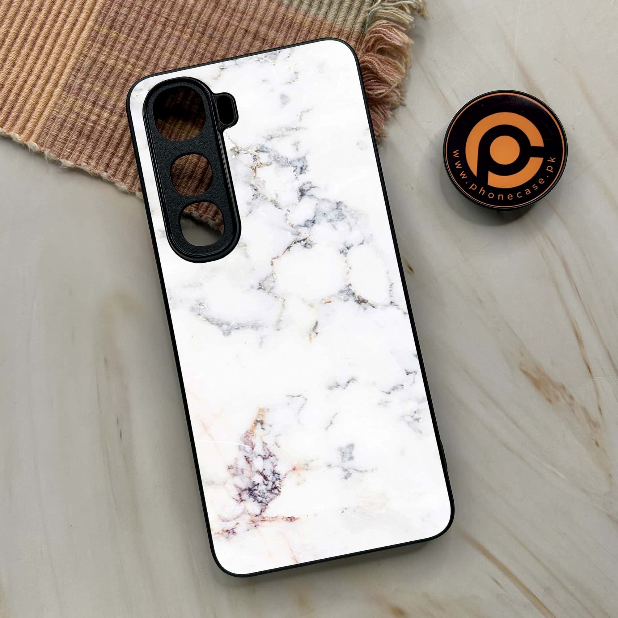 Vivo Y400 - White Marble series - Premium Metal Printed soft Bumper shock Proof Case
