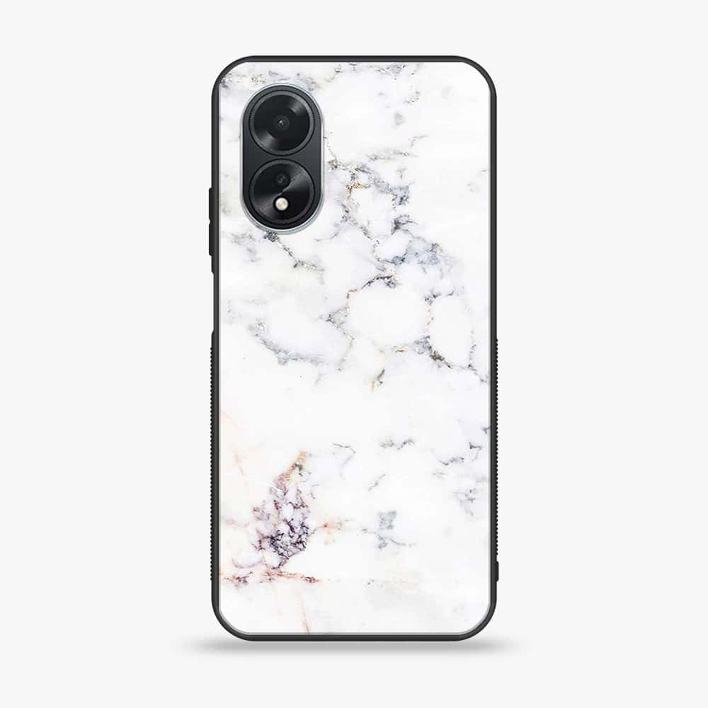 Oppo A18 4G - White Marble series - Premium Printed Glass soft Bumper shock Proof Case
