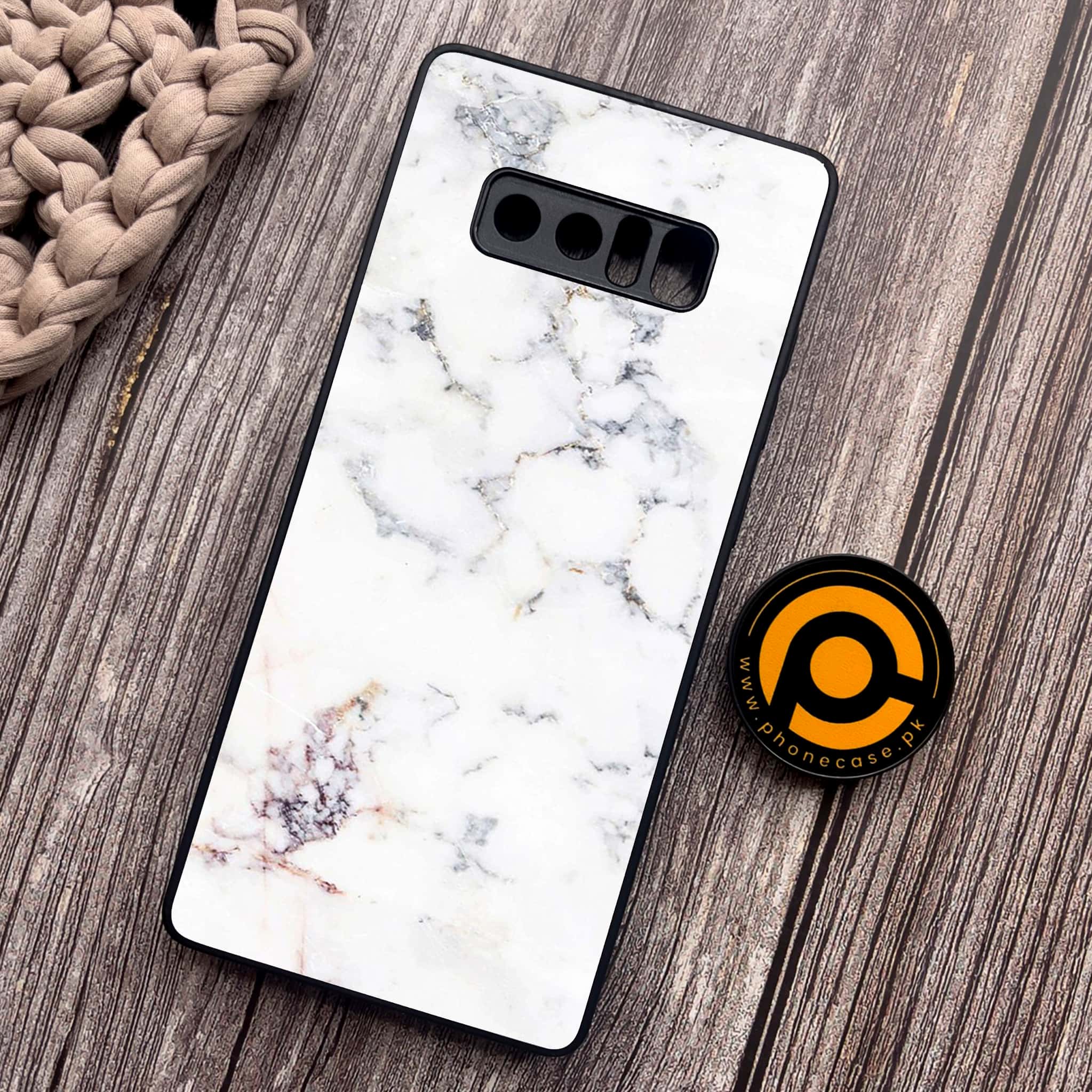 Samsung Galaxy Note 8 - White Marble Series - Premium Metal Printed soft Bumper shock Proof Case