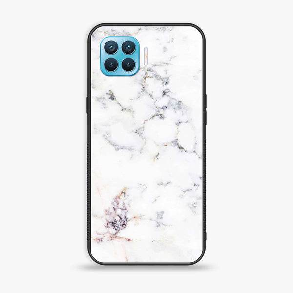 Oppo F17 Pro/A93 - White Marble Design 3- Premium Printed Glass soft Bumper shock Proof Case CS-10941