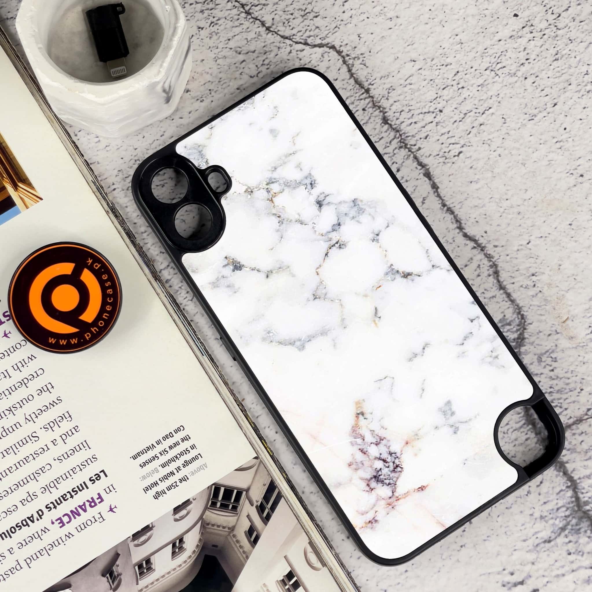 Nothing CMF Phone 1 - White Marble Series - Premium Metal Printed soft Bumper Shock Proof Case