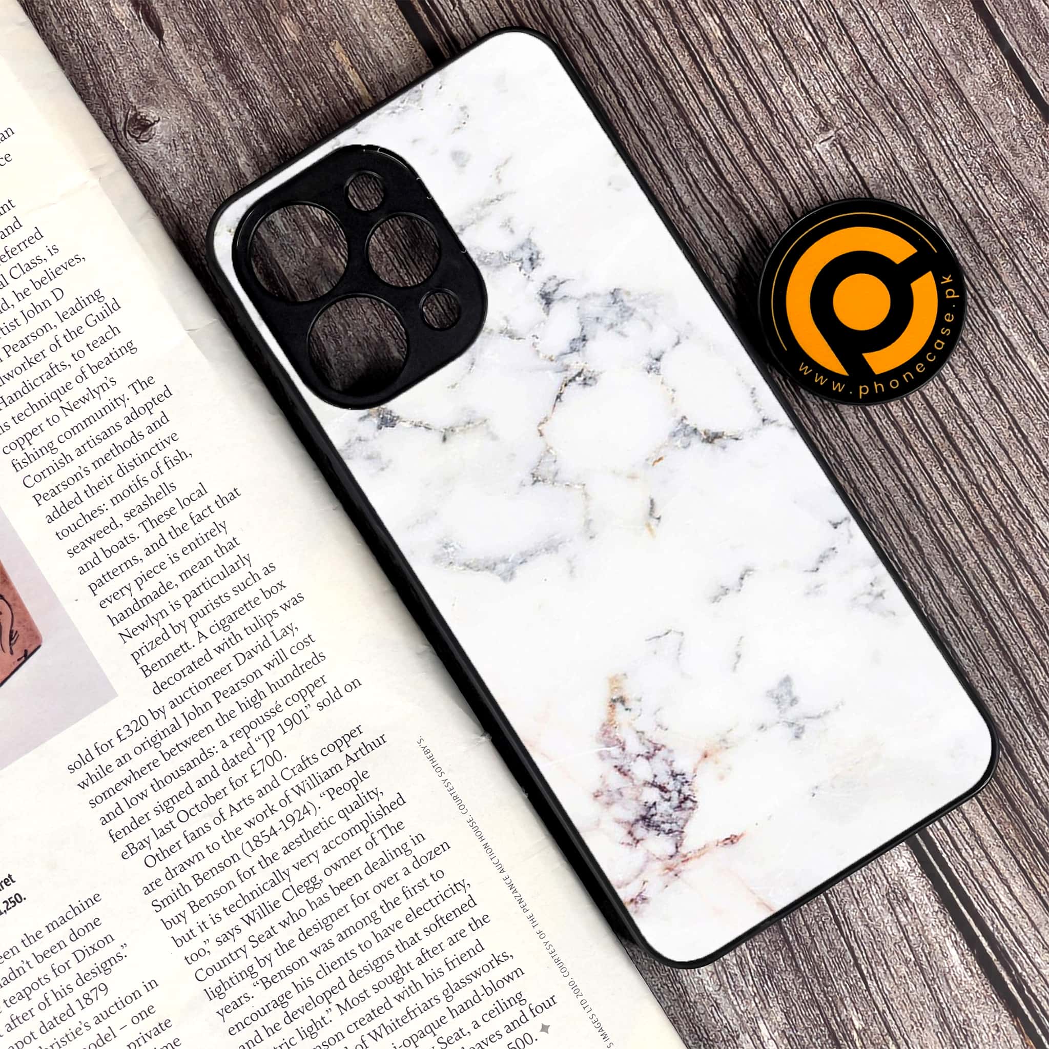 Xiaomi Redmi 12 - White Marble Series - Premium Printed Glass soft Bumper shock Proof Case