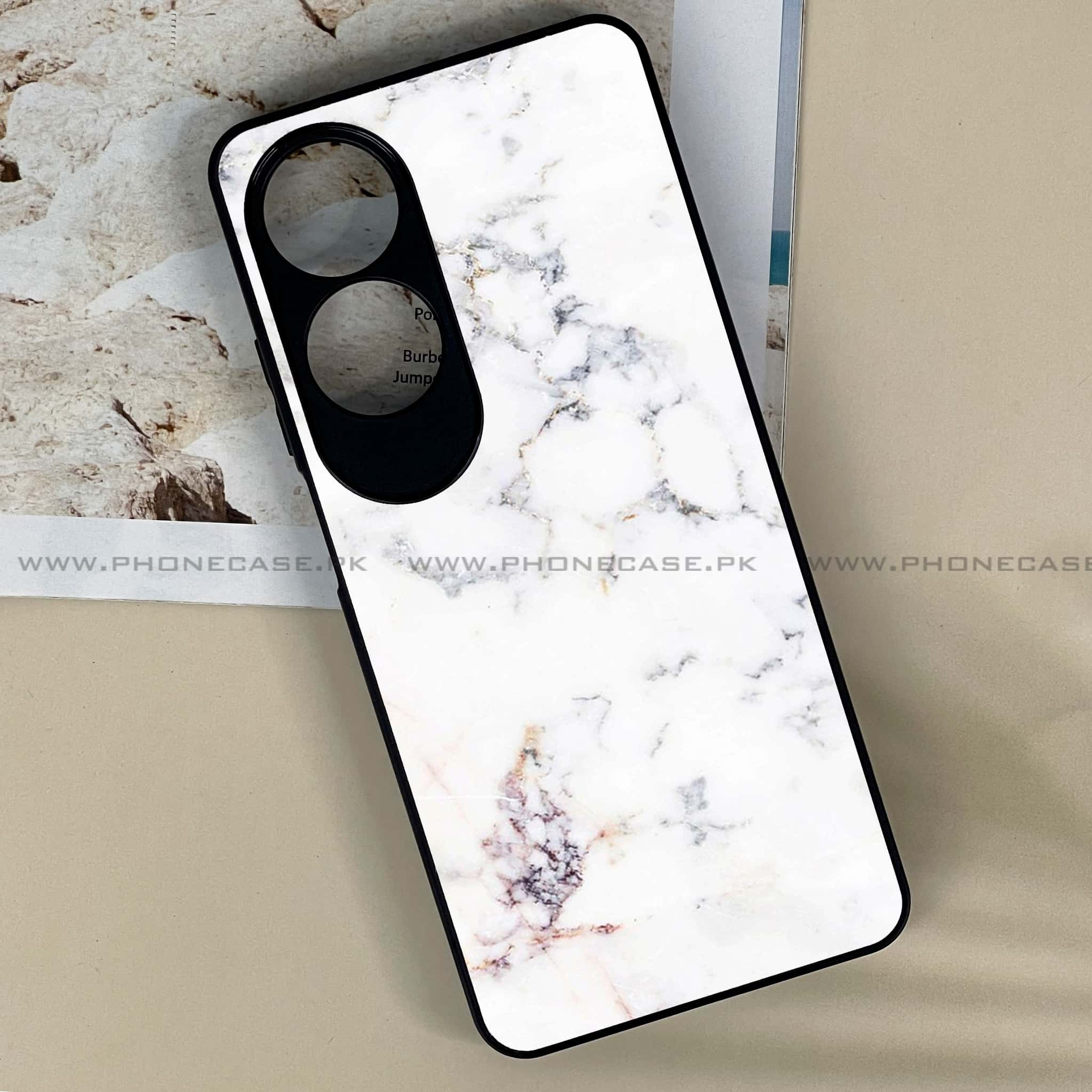 Oppo A60 - White Marble series - Premium Printed Metal soft Bumper shock Proof Case