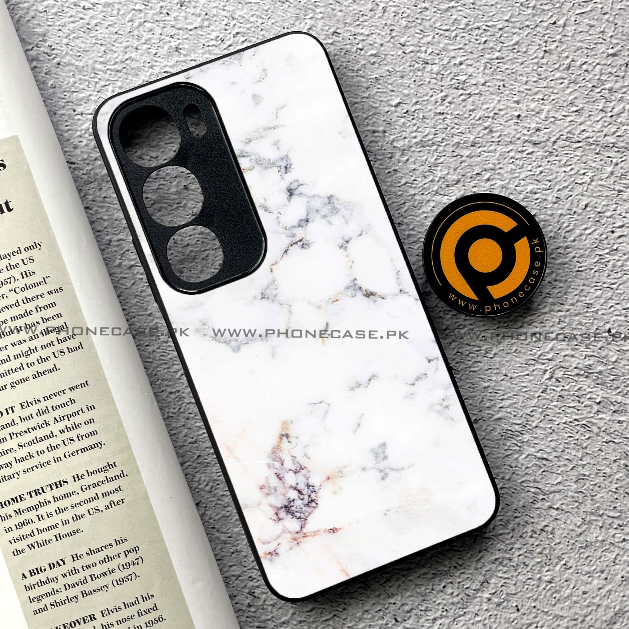 Vivo Y19s Pro - White Marble Series - Premium Metal Printed soft Bumper shock Proof Case